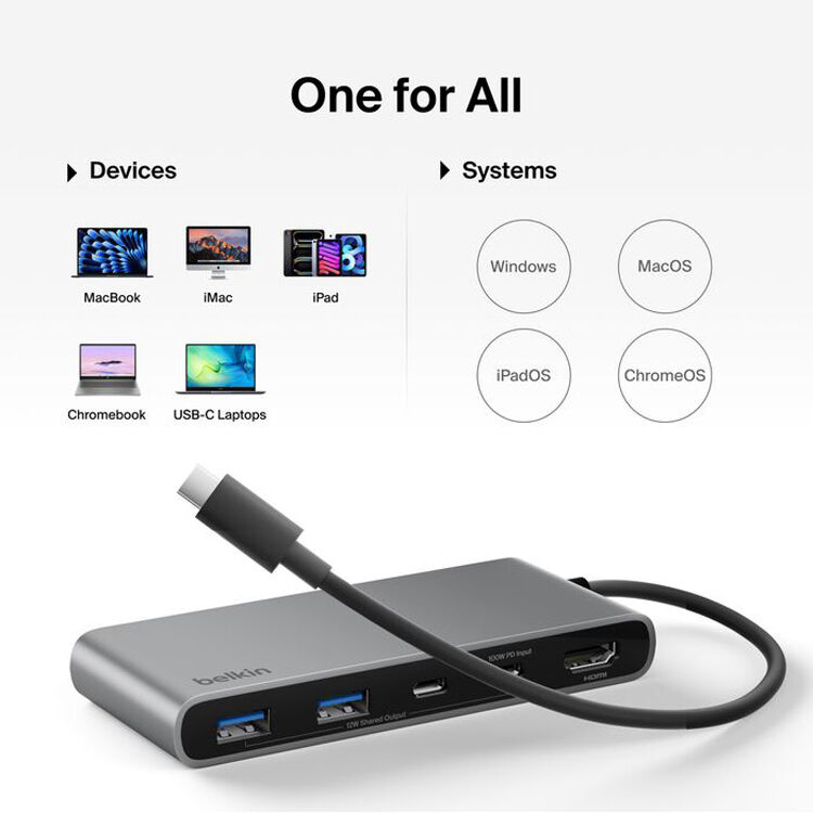 Порт-реплікатор BELKIN USB-C 7-Port Hub with Dual USB-C Ports (AVC023HQSGY)