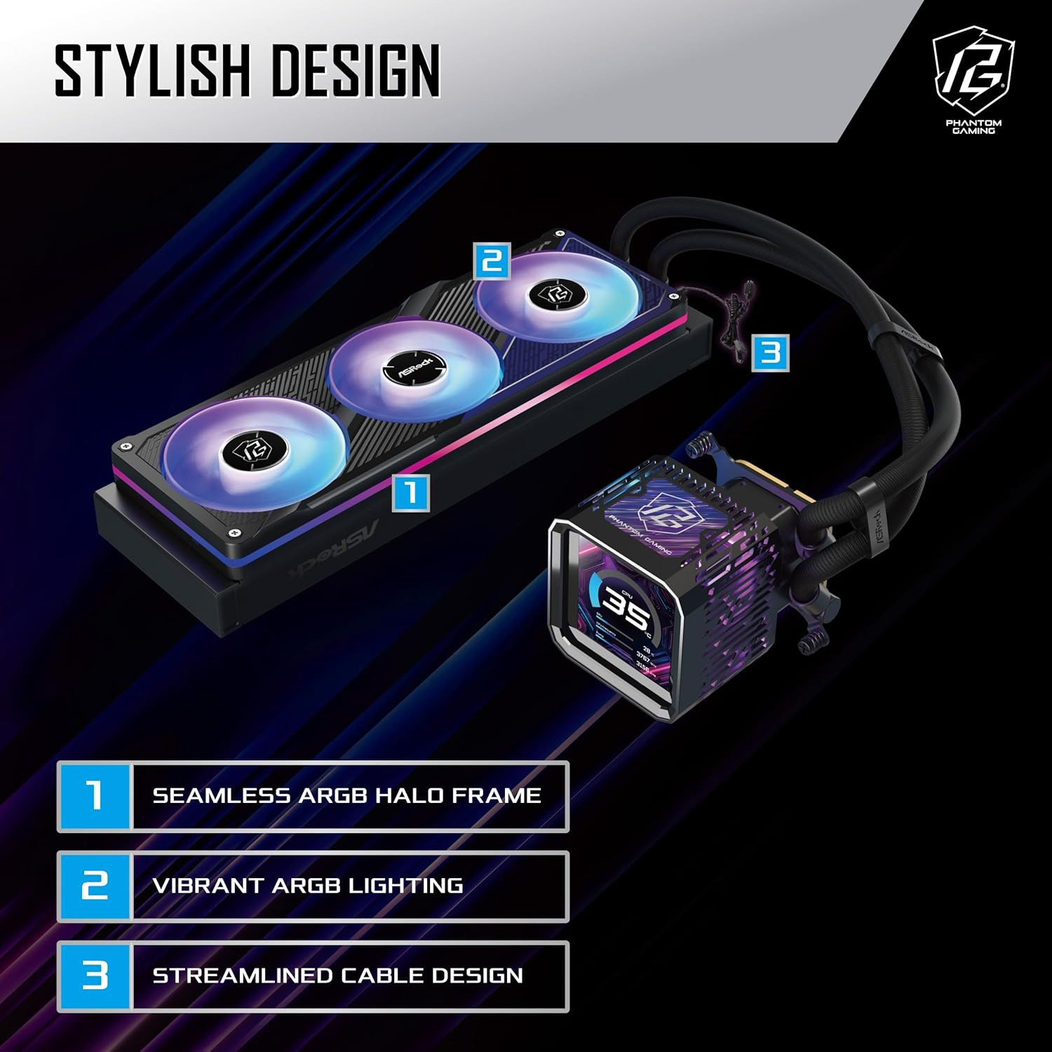 Система водяного охолодження ASROCK Phantom Gaming 360 LCD Black