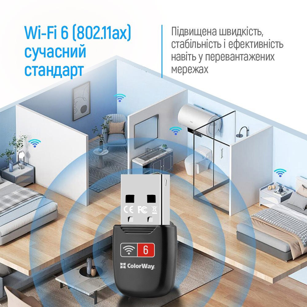Wi-Fi адаптер COLORWAY USB Wi-Fi Adapter (CW-AD-W1)