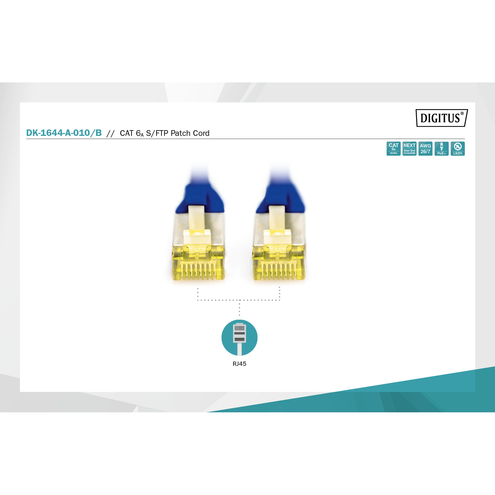 Патч-корд DIGITUS SSTP Cat.6a CU 0.25м Blue (DK-1644-A-0025/B)