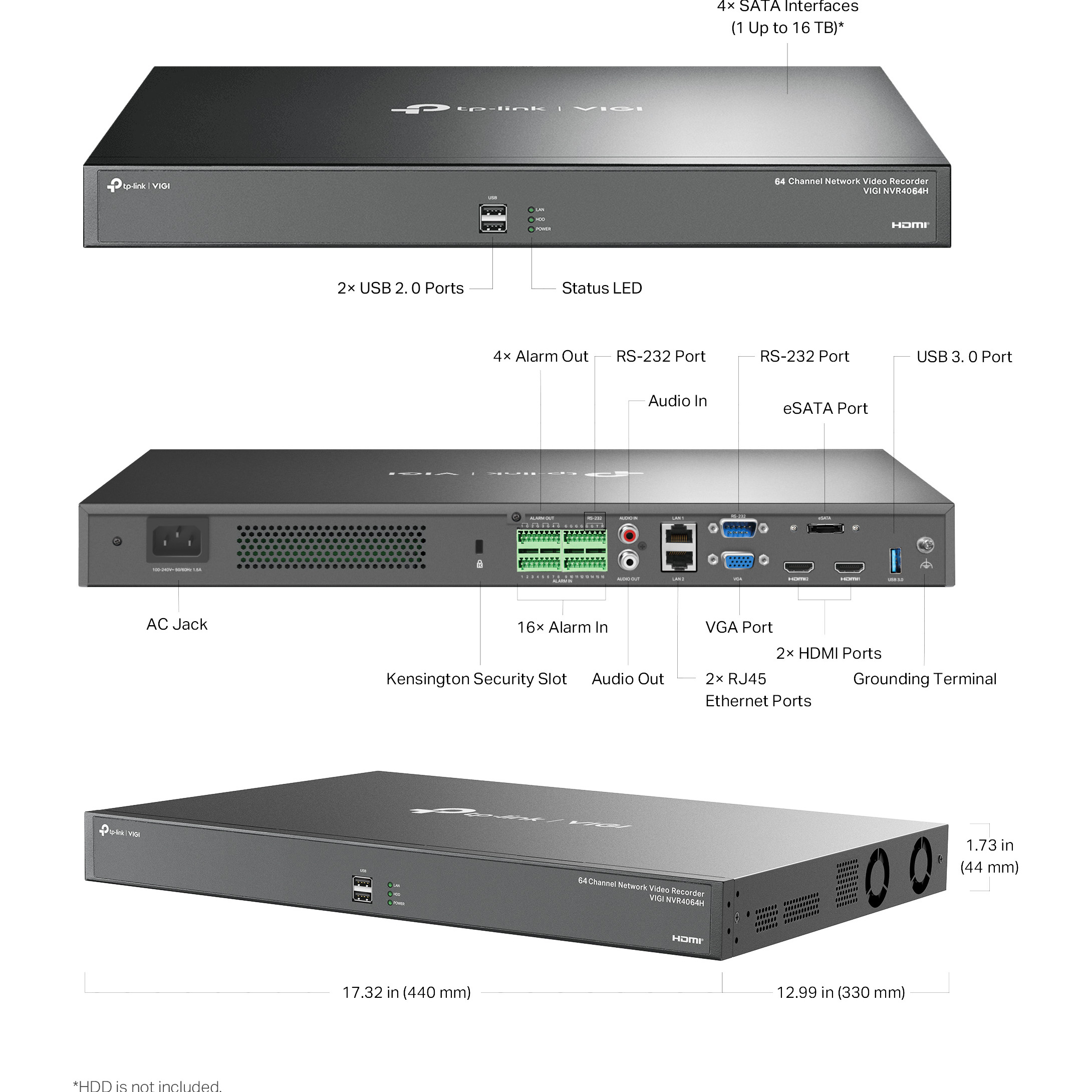 Видеорегистратор сетевой 64-канальный TP-LINK VIGI NVR4064H