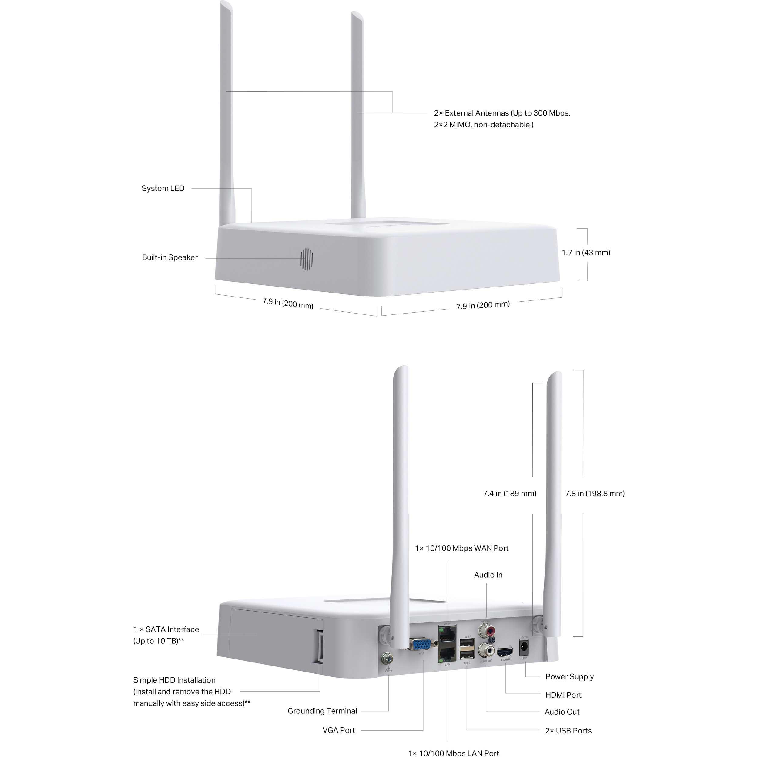 Відеореєстратор мережевий 8-канальний TP-LINK VIGI NVR1108H-W