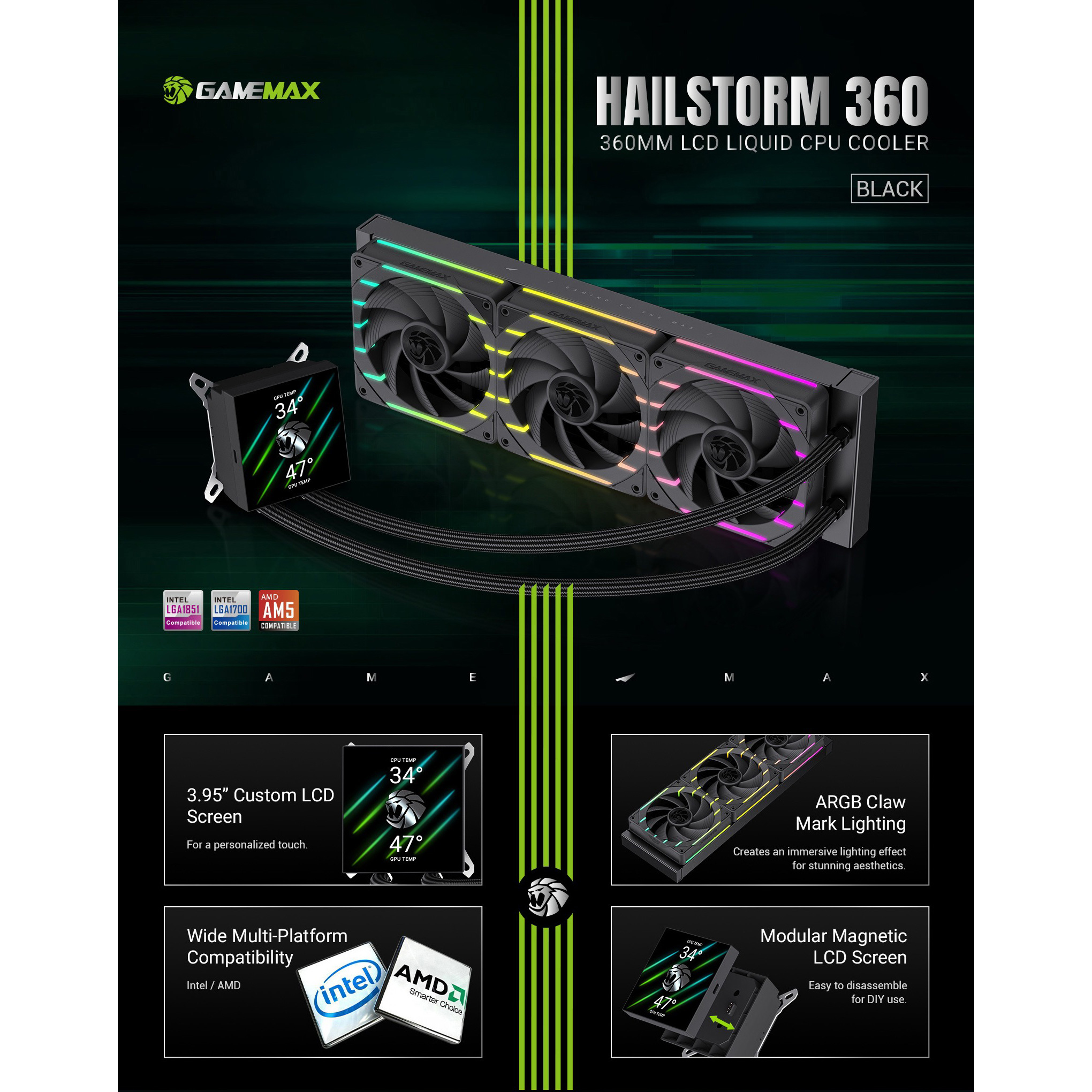 Система водяного охлаждения GAMEMAX Hailstorm 360 Black