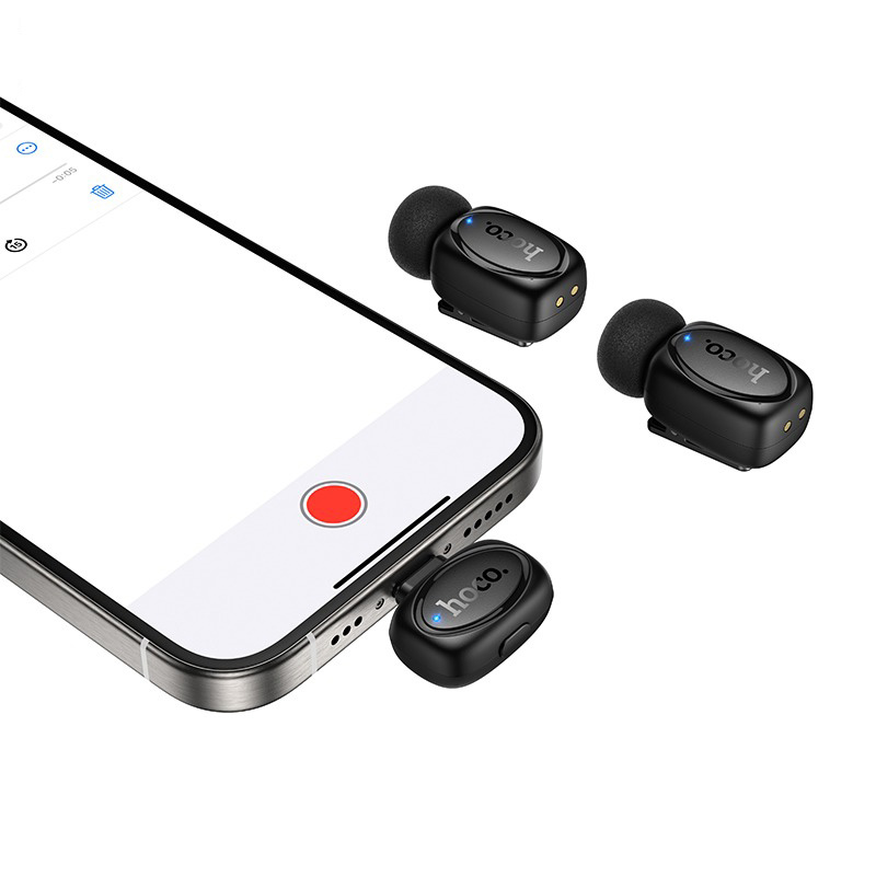Бездротовий петличний мікрофон HOCO L19 Graceful Wireless Dual-mic Lightning/Type-C Black