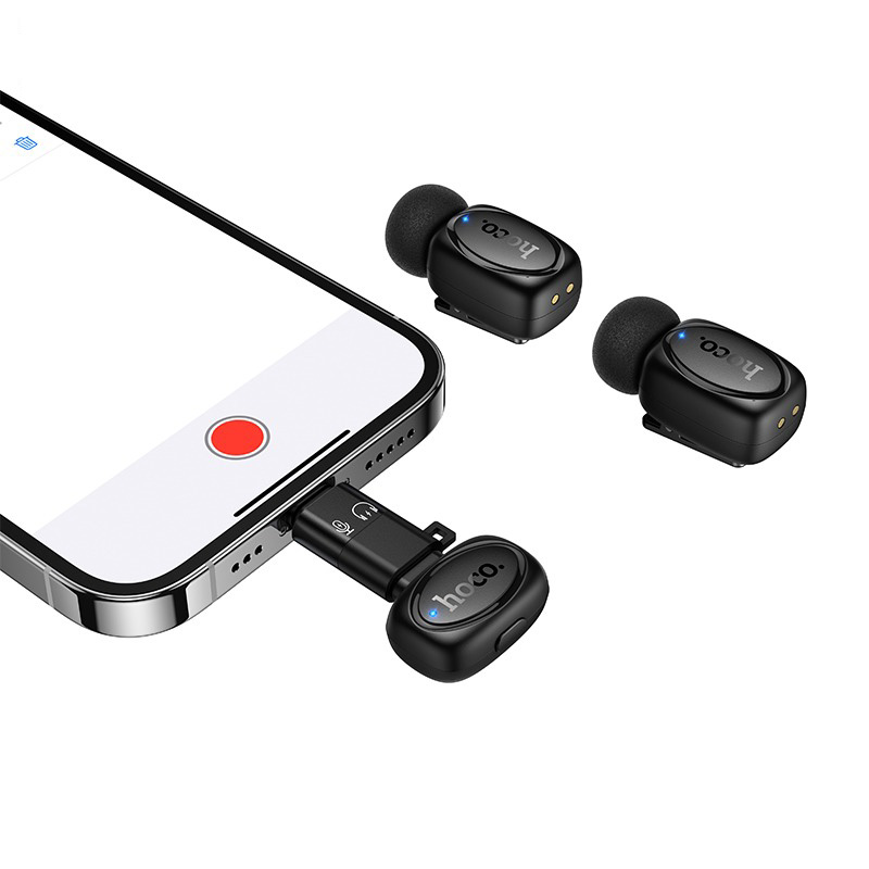 Бездротовий петличний мікрофон HOCO L19 Graceful Wireless Dual-mic Lightning/Type-C Black