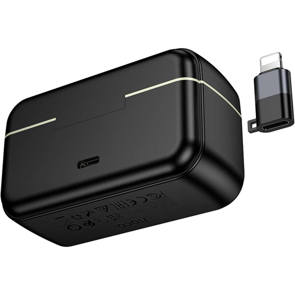 Беспроводной петличный микрофон HOCO L22 Bright Dual-mic Lightning/Type-C Black