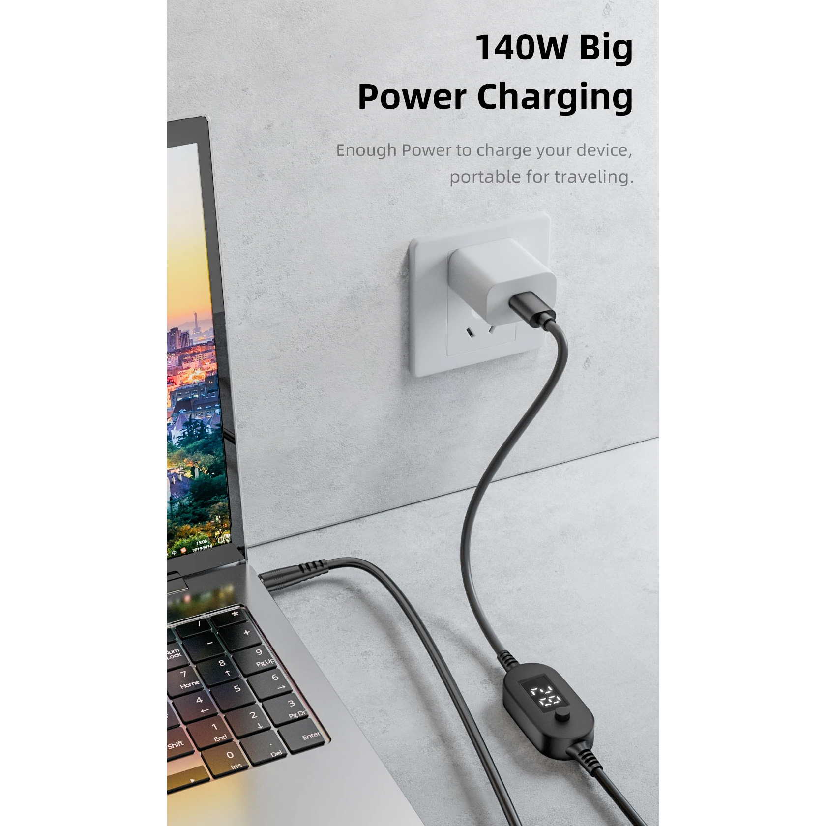 Кабель живлення USB-C to DC XOKO K695 DC 5.5x2.5mm 140W 20V/7A Black (XK-K695)