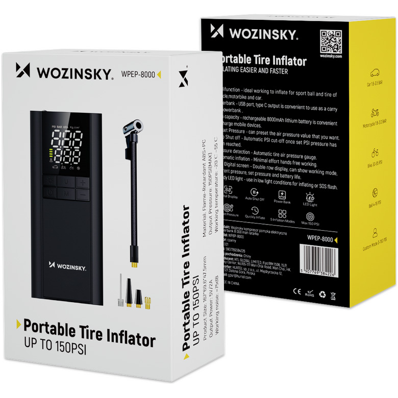 Акумуляторний автокомпресор WOZINSKY WPEP-8000