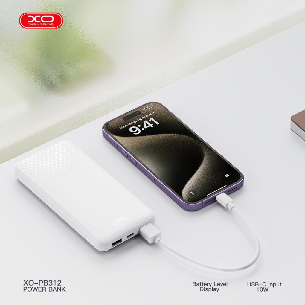 Повербанк XO PB312 10W 10000mAh White