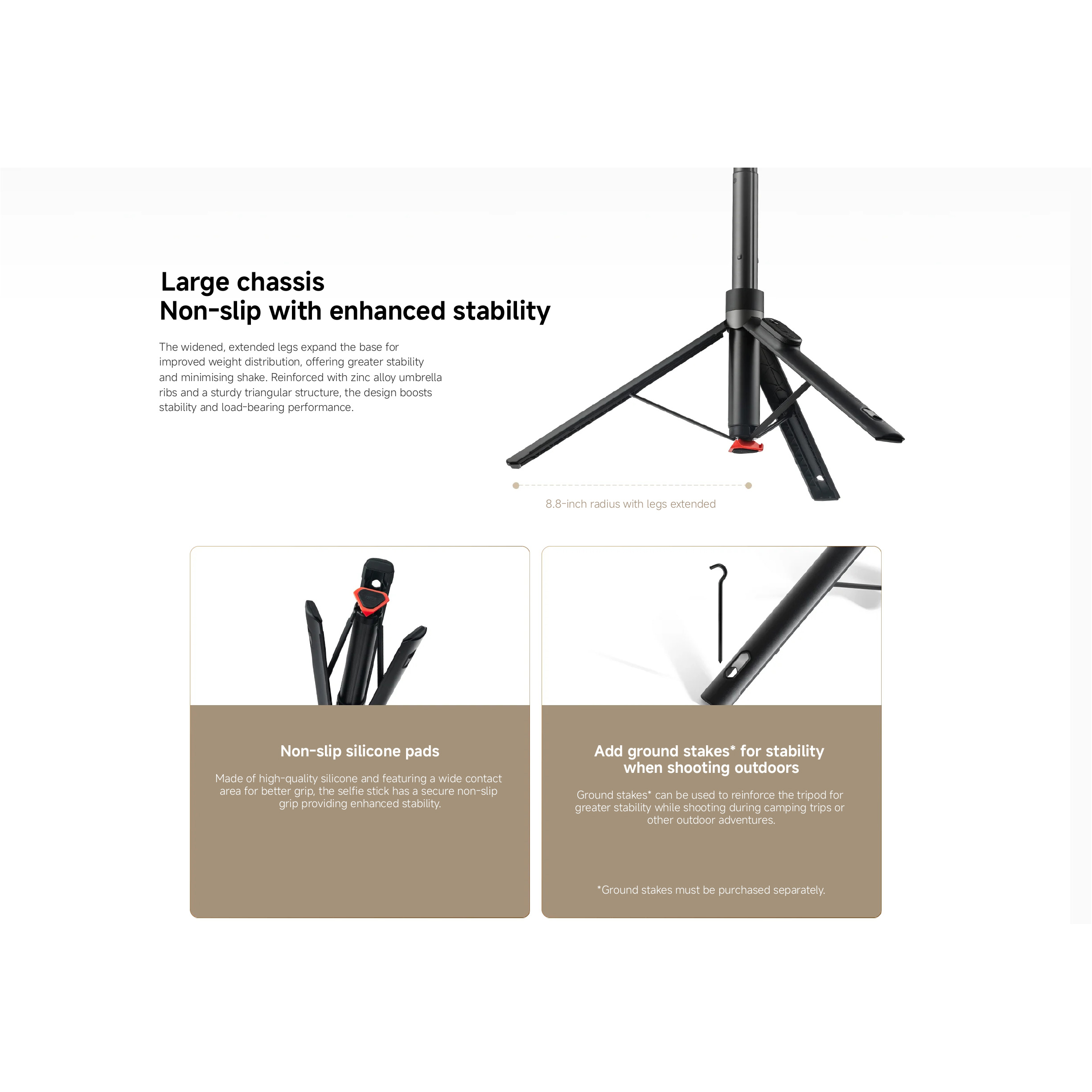 Штатив XIAOMI Zoom Floor Selfie Stick Tripod 62"