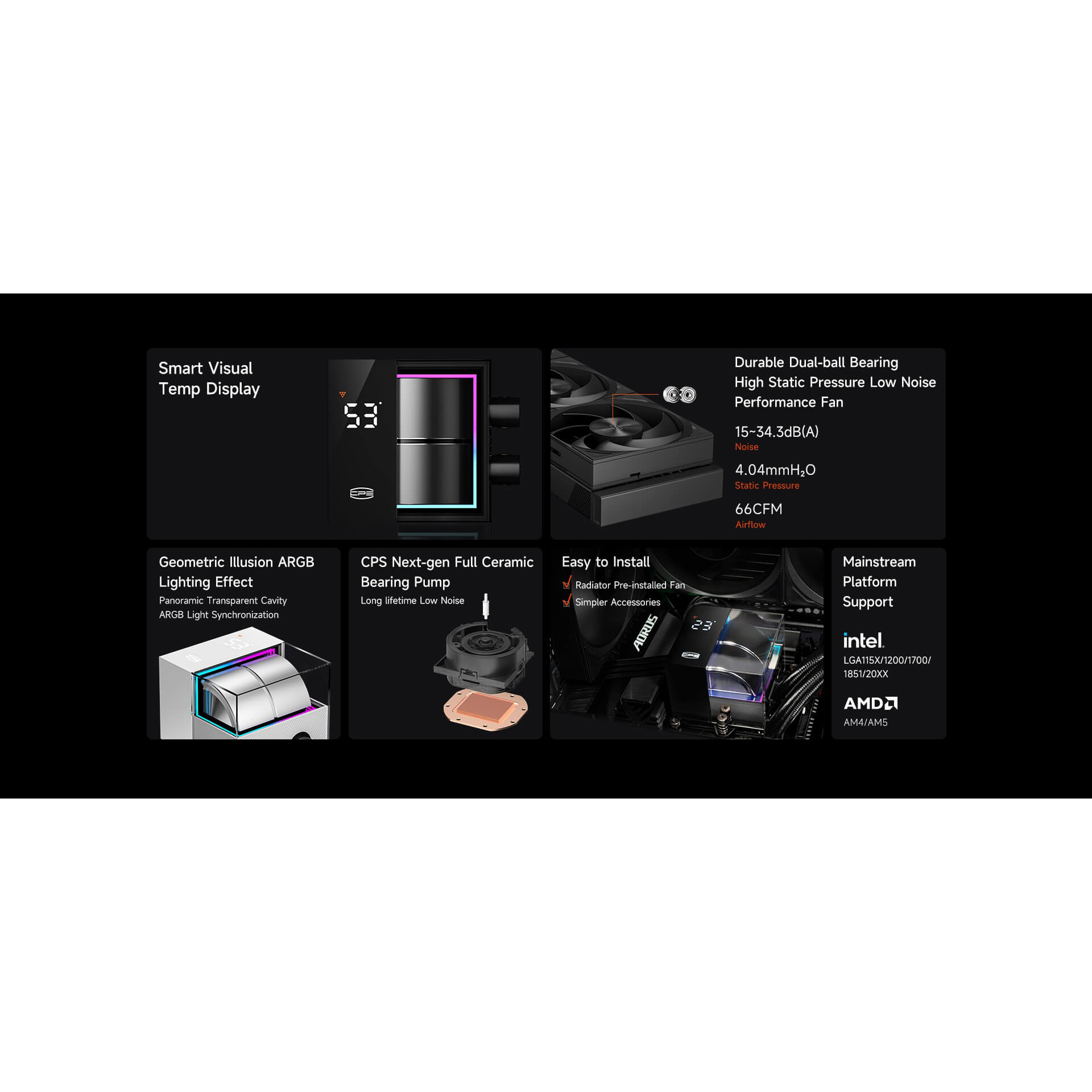 Система водяного охолодження PCCOOLER DS360 Pro Digital Black (D7-S360WBKN-GL)