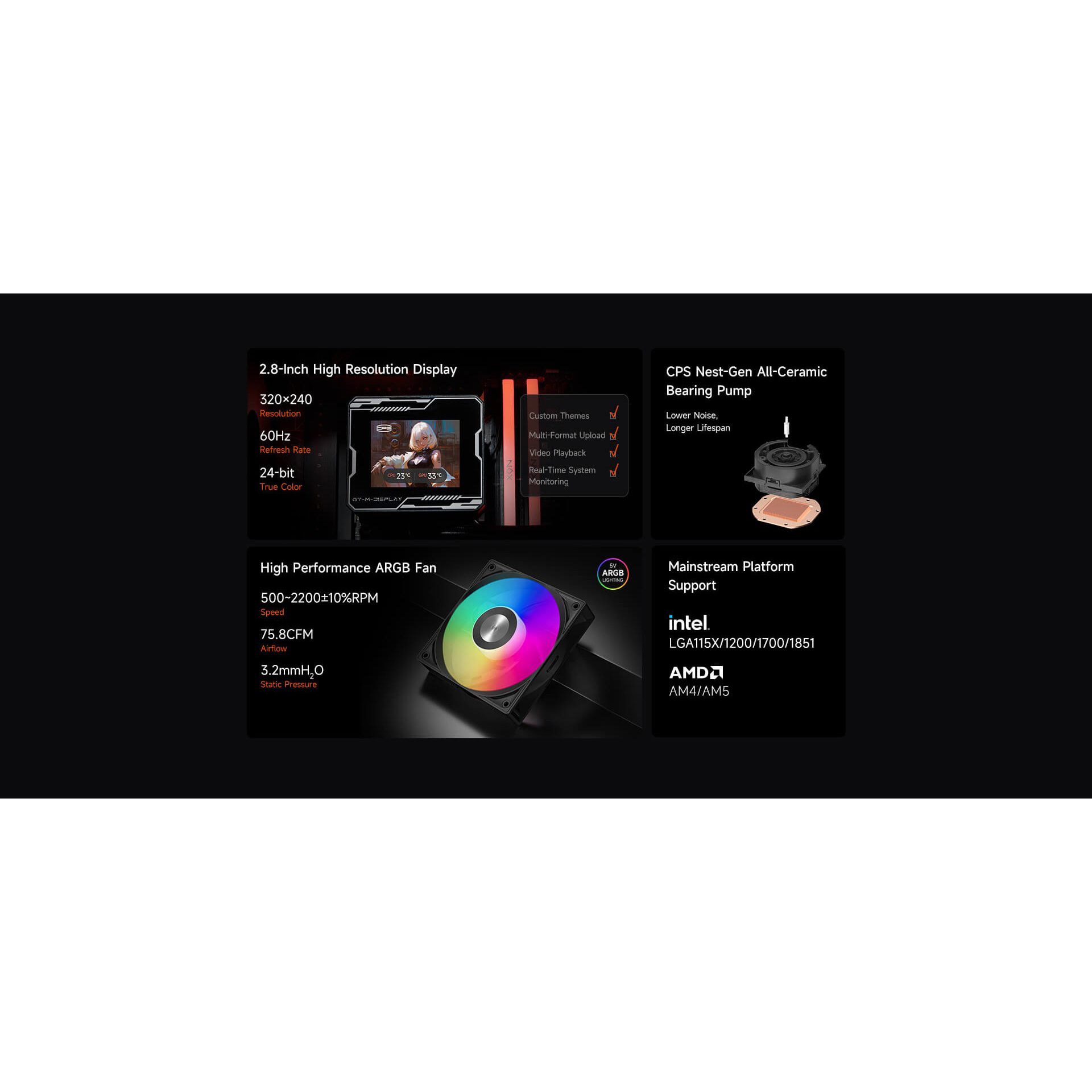 Система водяного охлаждения PCCOOLER GT360M ARGB Display Black (GT360M-BKAWXX-GL)