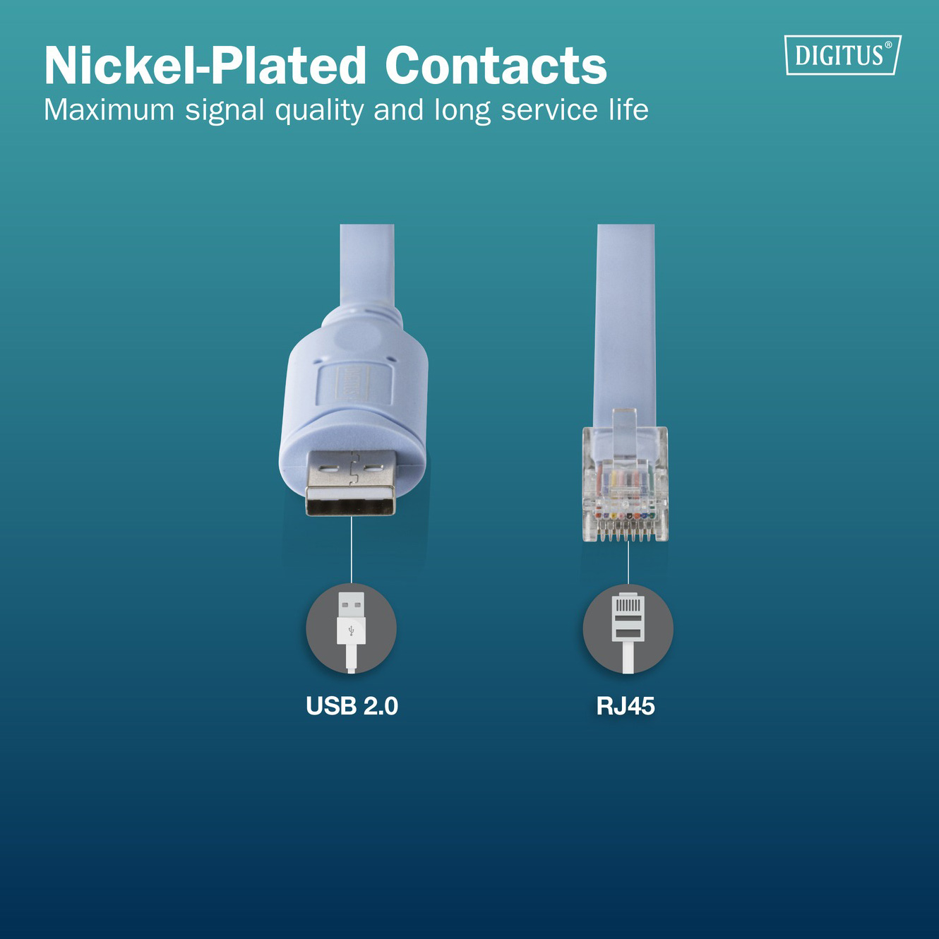 Кабель консольний DIGITUS USB - RJ45, chip FT232RNL 1.8м Light Blue (DA-70173)