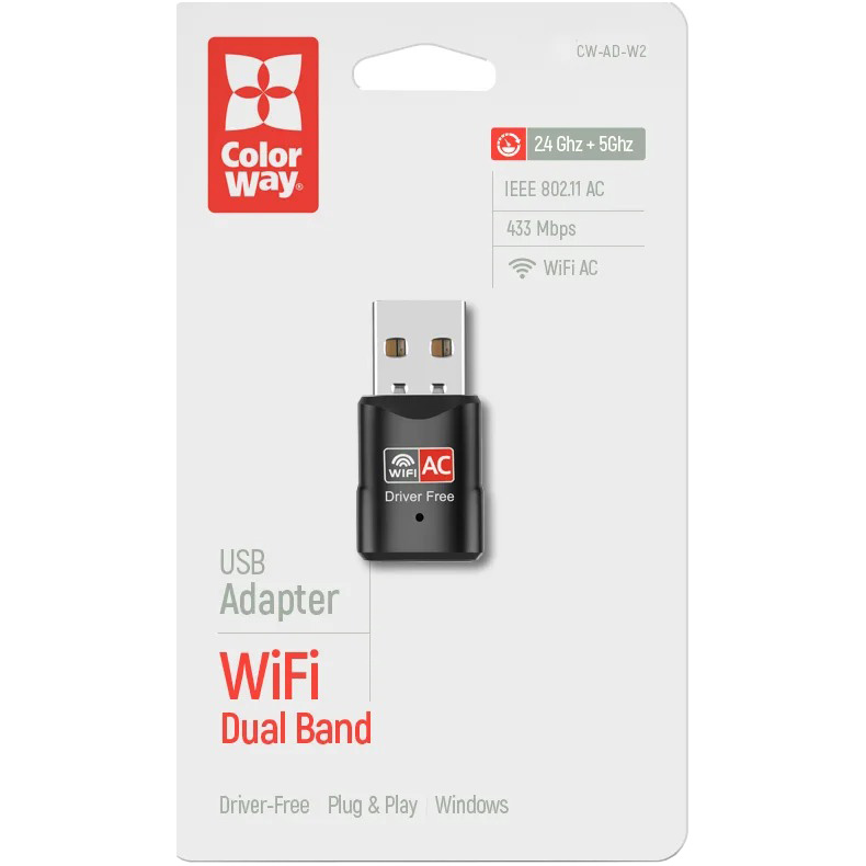 Wi-Fi адаптер COLORWAY USB Wi-Fi Dual Band Adapter (CW-AD-W2)