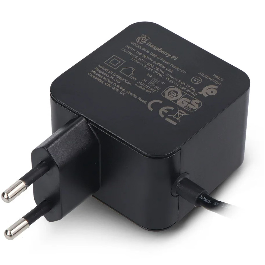 Блок питания RASPBERRY PI USB-C PD 27W, 1.2m EU (SC1157)