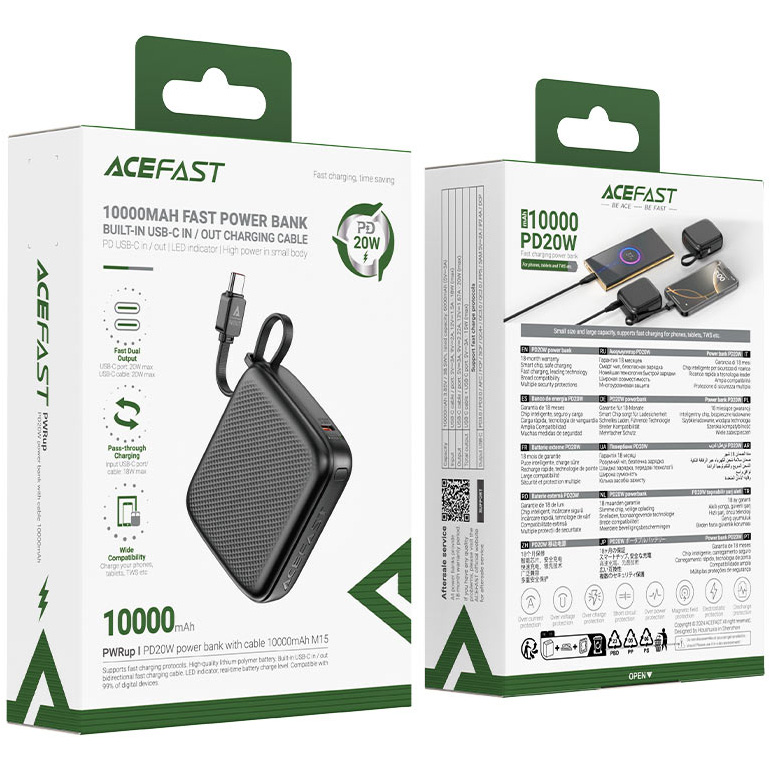 Повербанк MagSafe ACEFAST M15 Fast Charge Power Bank PD 20W 10000mAh Black