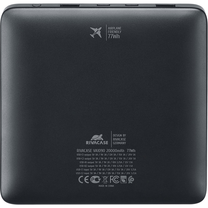 Повербанк RIVACASE Rivapower VA1090 QC/PD 100W 20000mAh Black