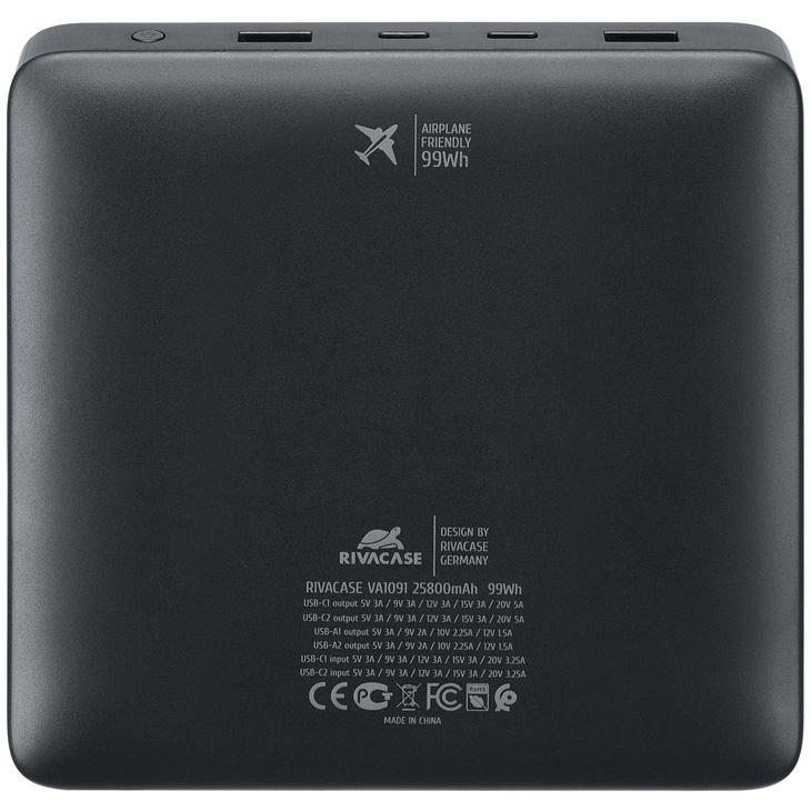 Повербанк RIVACASE Rivapower VA1091 QC/PD 100W 25800mAh Black
