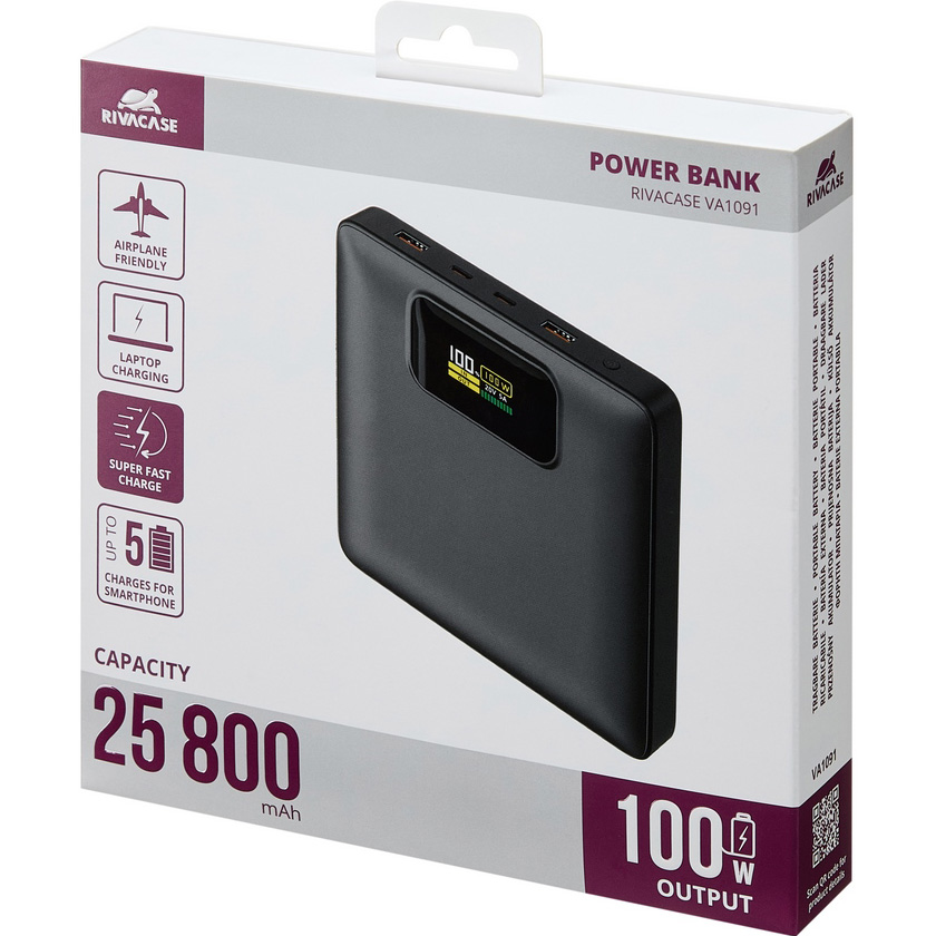 Повербанк RIVACASE Rivapower VA1091 QC/PD 100W 25800mAh Black