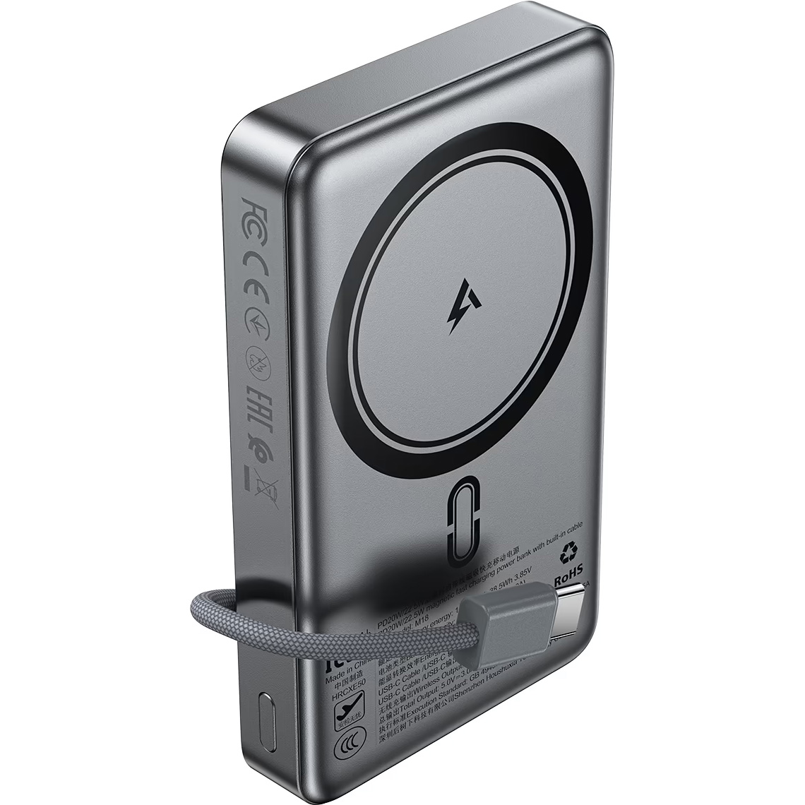 Повербанк з бездротовою зарядкою ACEFAST M18 Magnetic Fast Wireless Charge Power Bank PD22.5W 10000mAh Black