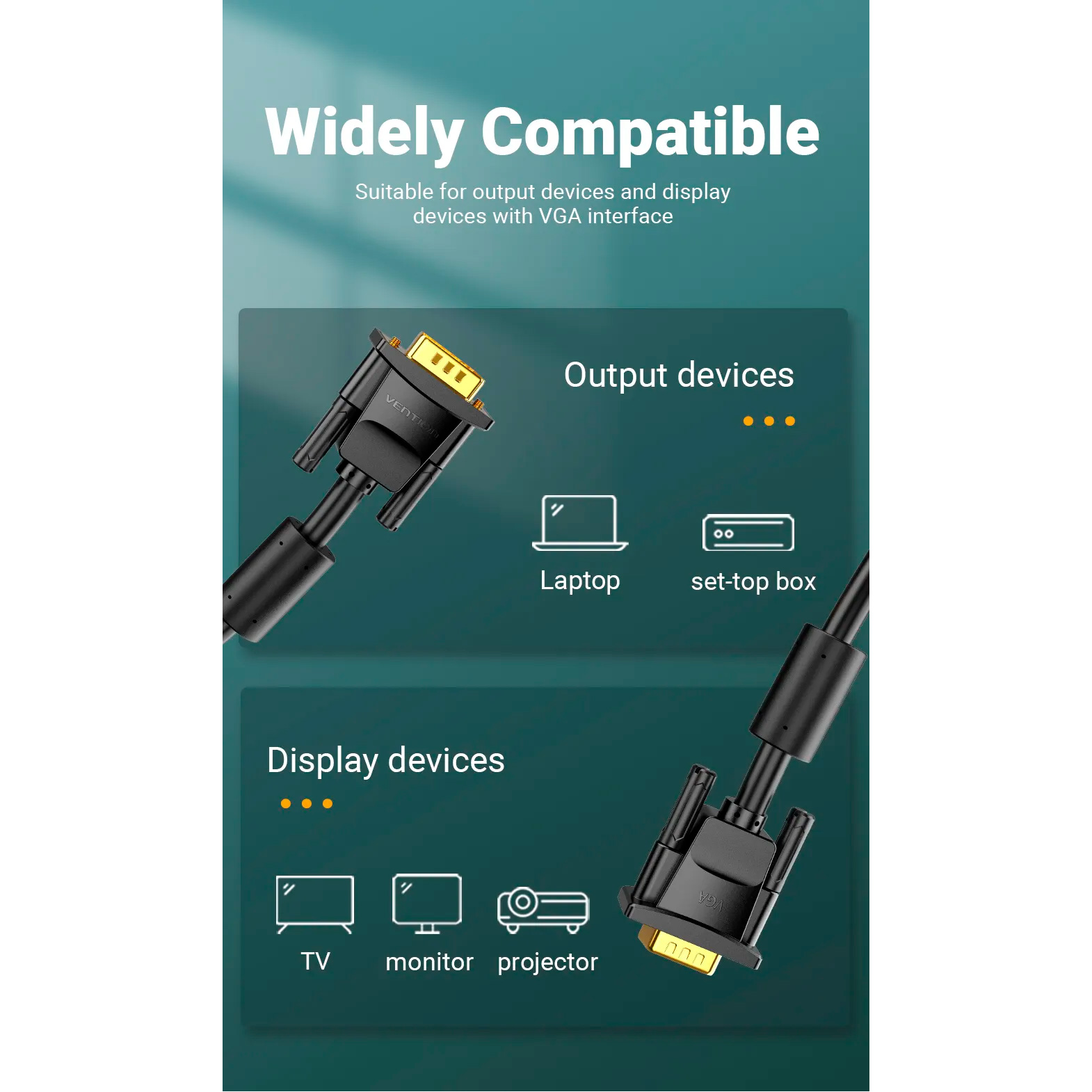 Кабель VENTION VGA 10м Black (DAEBL)