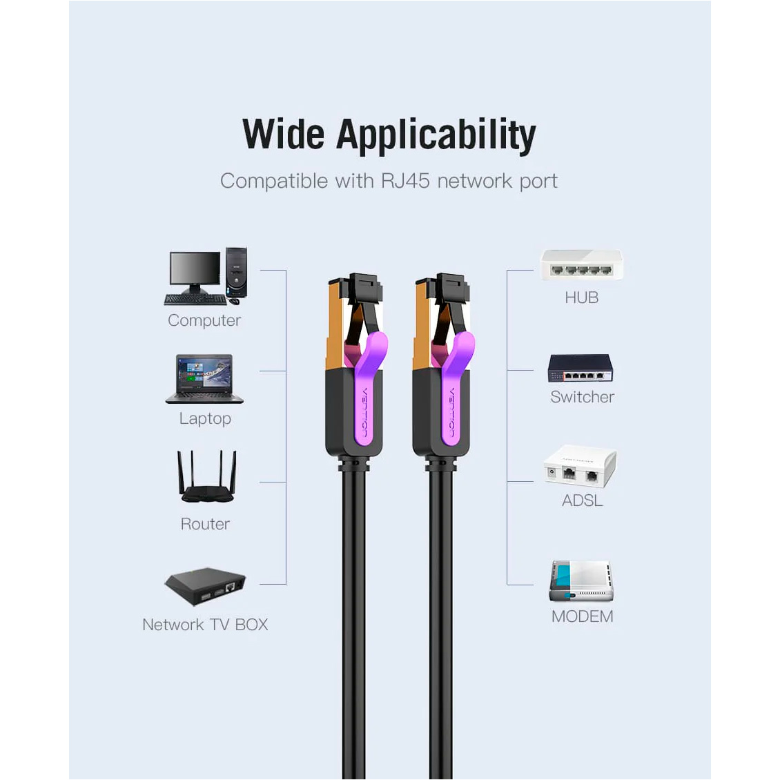 Патч-корд VENTION SSTP Cat.7 CU 0.5м Black (ICDBD)