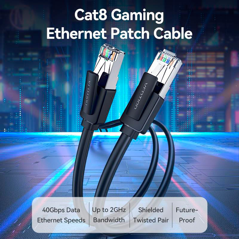 Патч-корд VENTION SSTP Cat.8 CU 5м Black (IKKBJ)