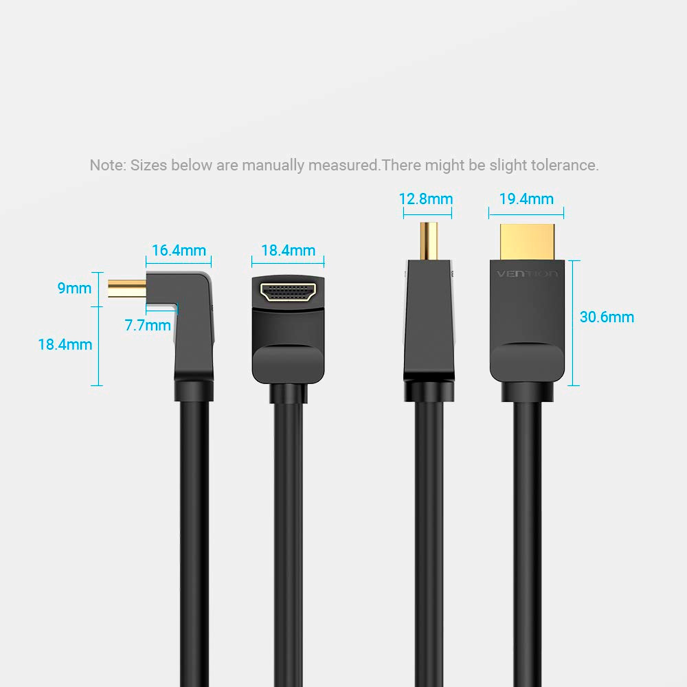 Кабель VENTION HDMI Right Angle Cable 270 Degree HDMI v2.0 1м Black (AAQBF)