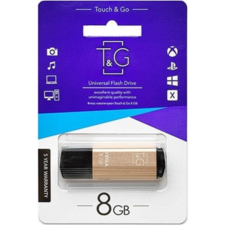 Флешка 8GB T&G 121 Vega Series USB 2.0 Gold (TG121-8GBGD)