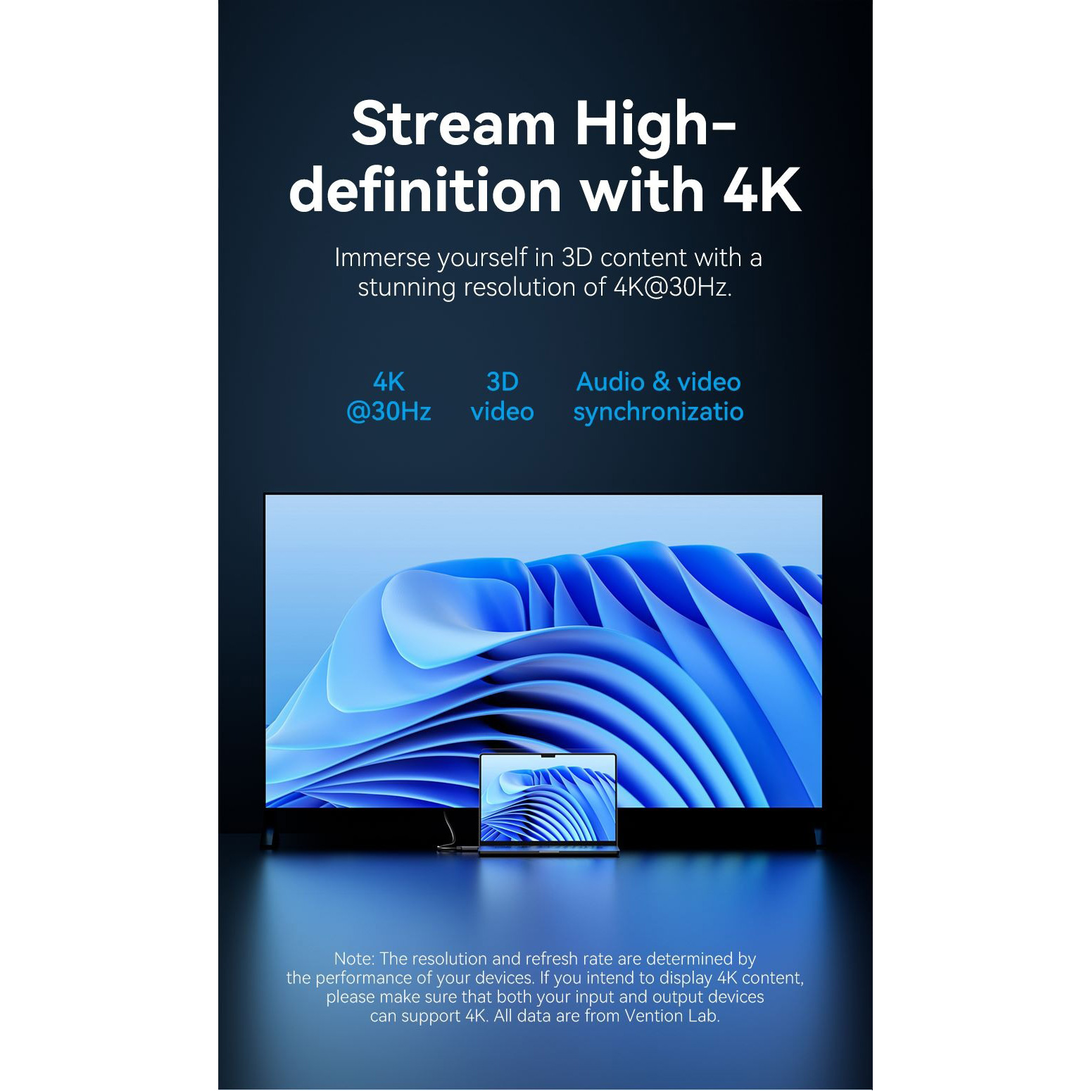 Кабель VENTION 4K Ultra DisplayPort - HDMI 1.8м Black (HFOBAC)