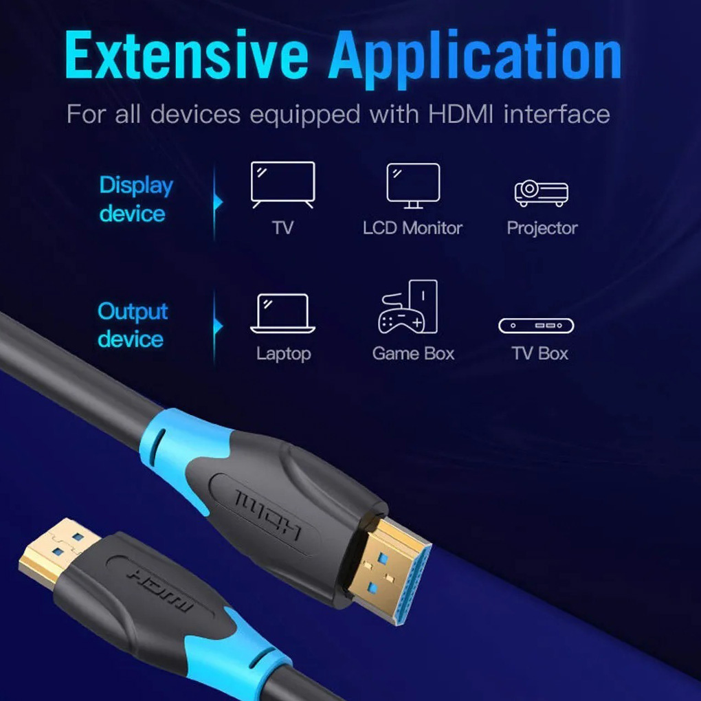 Кабель VENTION 4K PVC Upgraded HDMI v2.0 1м Black (AAGBF)