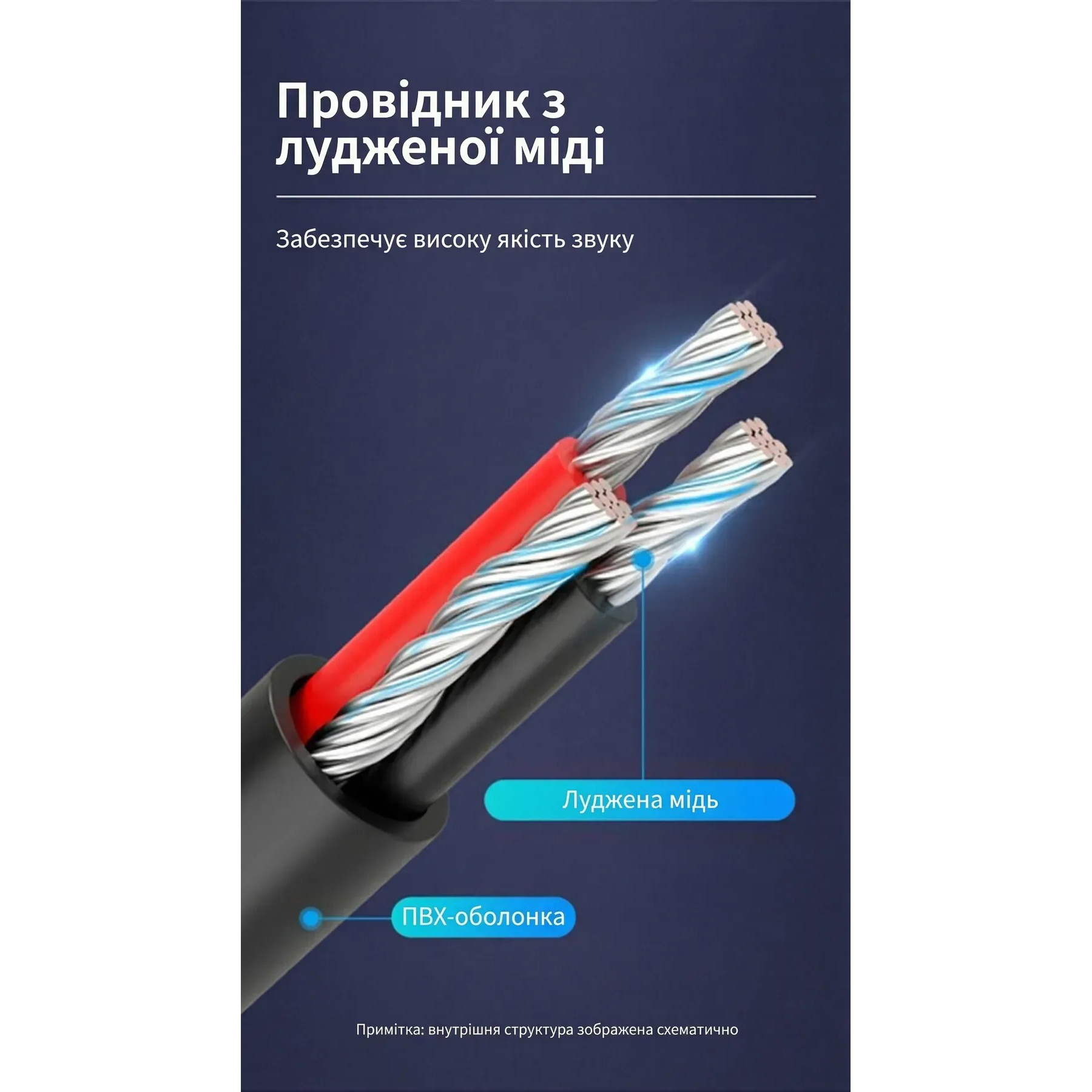 Кабель VENTION AUX Audio Cable mini-jack 3.5 mm - jack 6.35 mm 0.5м Black (BABBD)