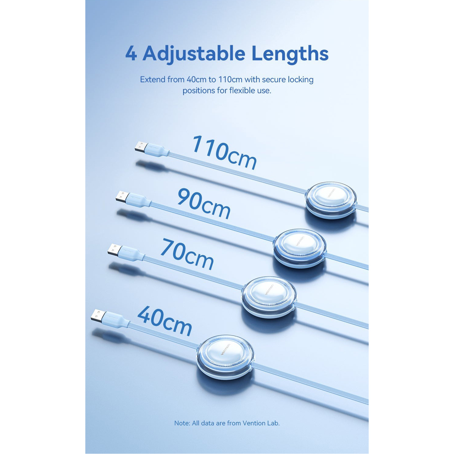 Кабель VENTION 3-in-1 USB-A to Dual Type-C/Lightning Retractable Charging Cable 1.1м Black (TRJBBE)