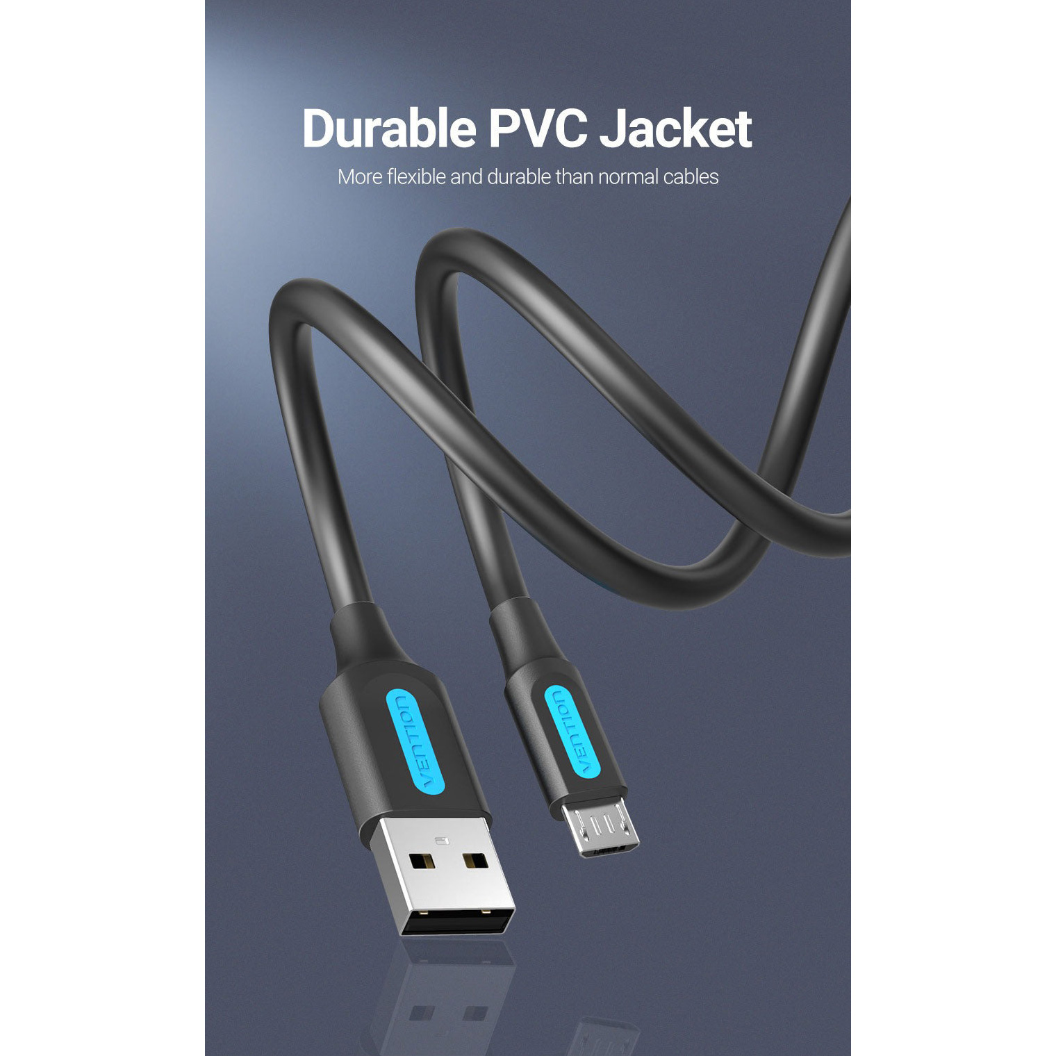 Кабель VENTION USB 2.0 AM to Micro-BM 3A 1м Black (COLBF)