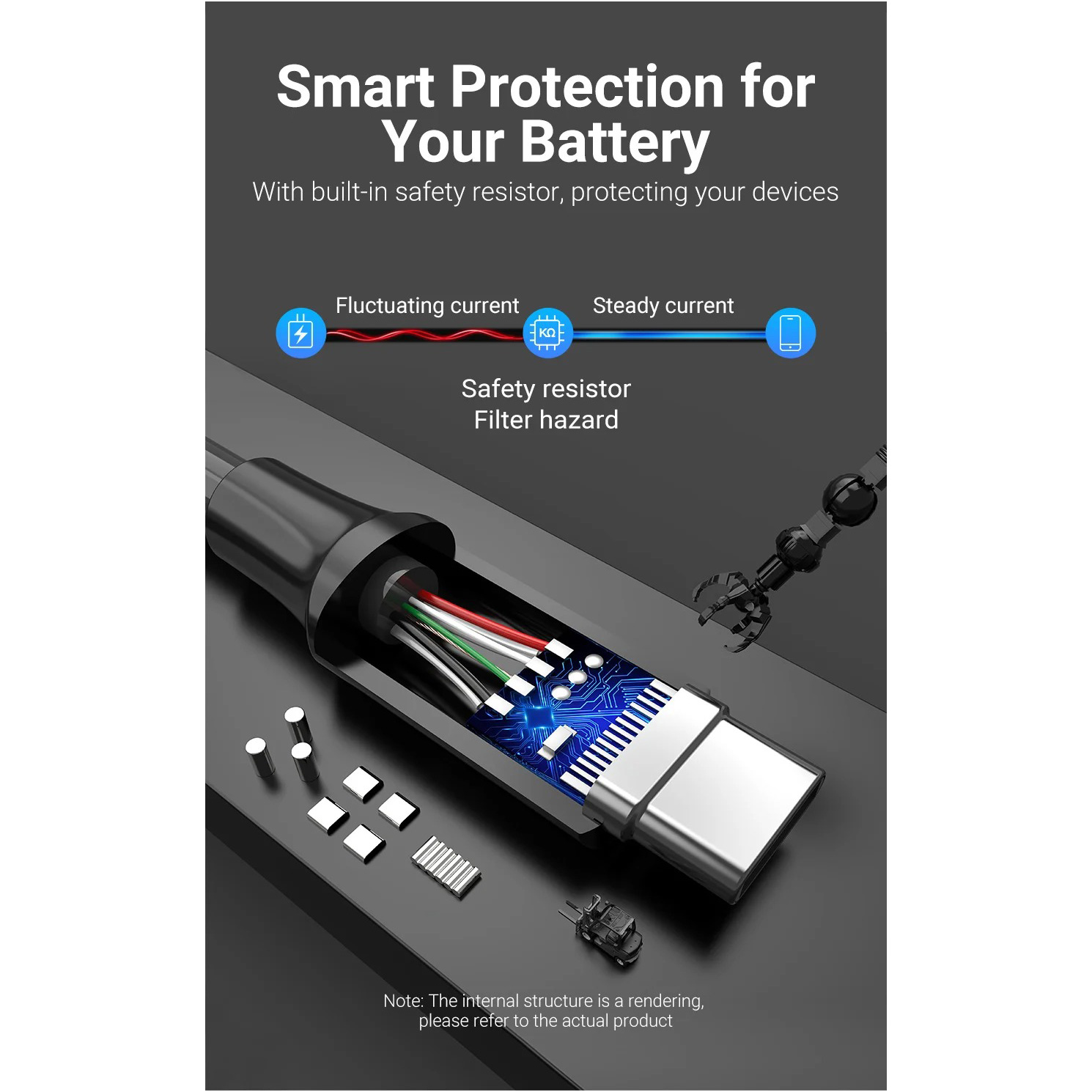 Кабель VENTION USB 3.0 A Male to Type-C Male 3A 0.15м Black (COZBG)