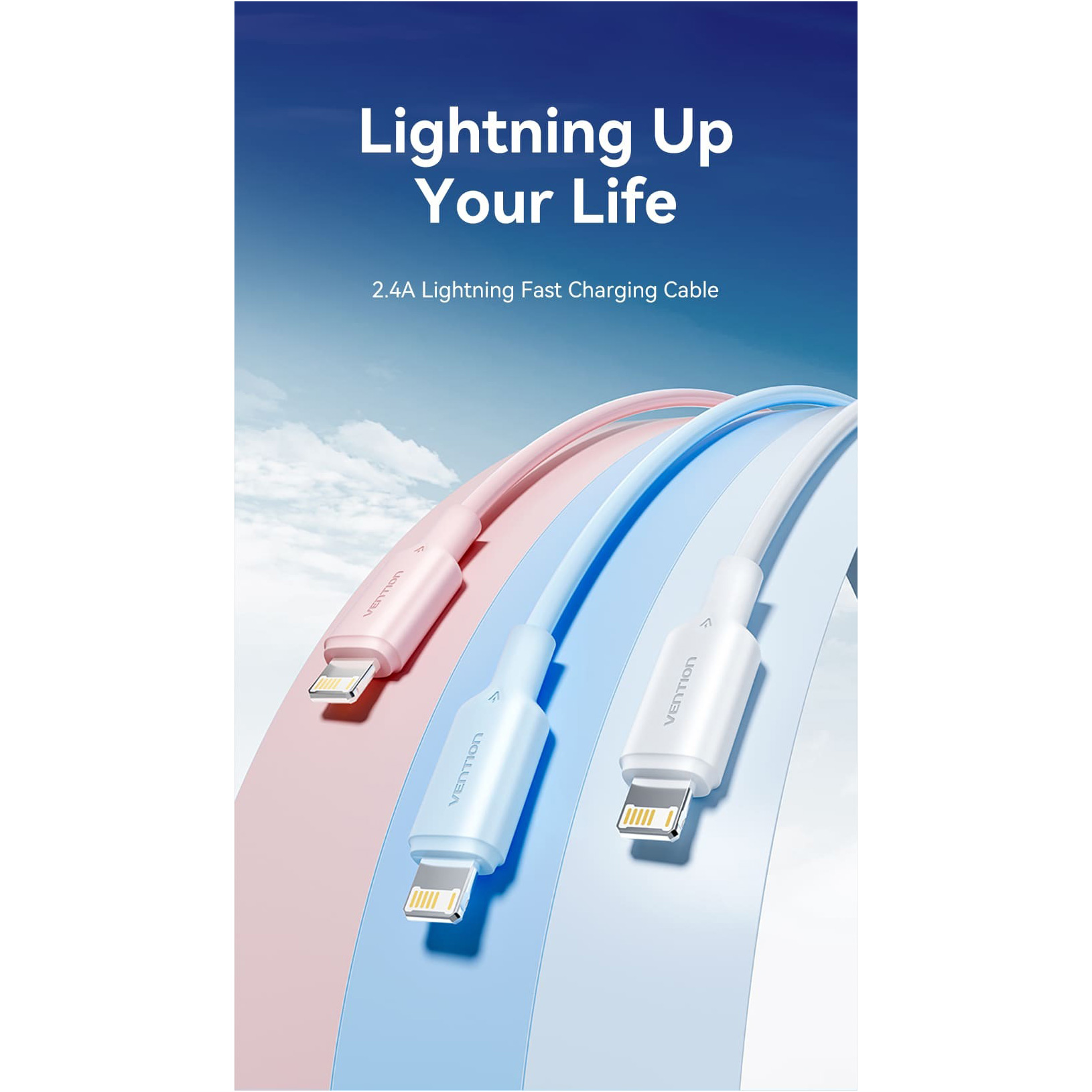 Кабель VENTION USB2.0 AM/Lightning 2.4A 1м Black (LAMBF)