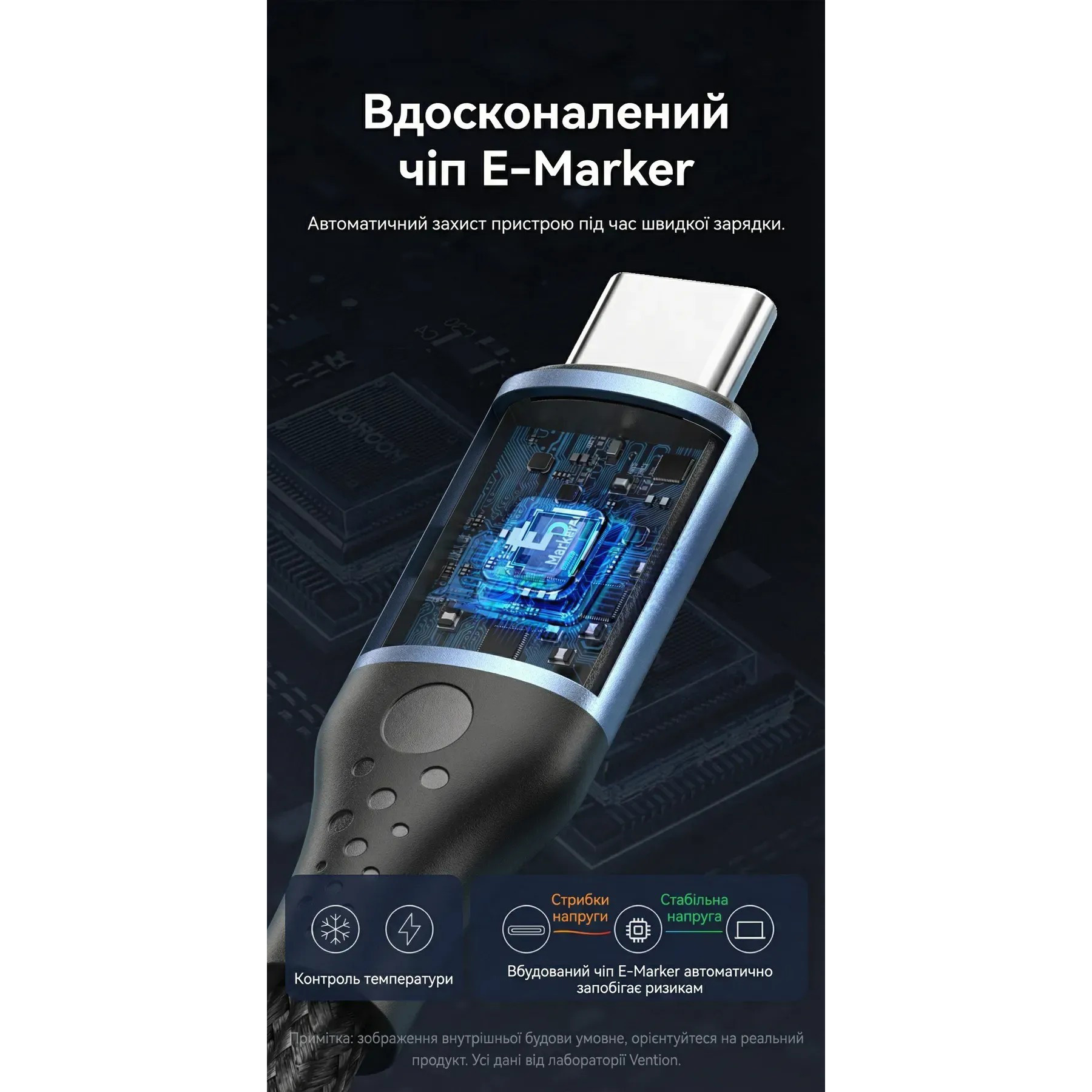 Кабель VENTION USB2.0 Type-C Male to Type-C Male PD 240W 5A 1.5м Black (TREBG)