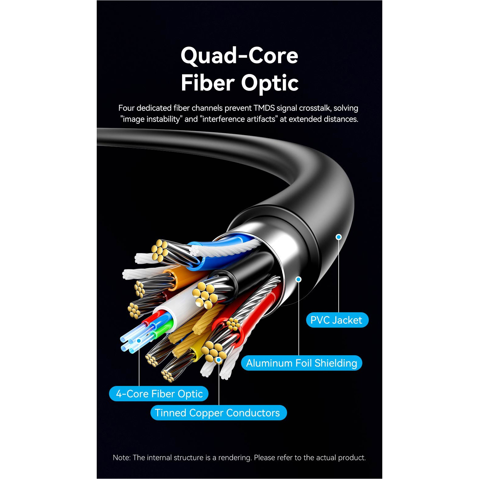 Кабель оптичний (AOC) VENTION 4K Fiber Optic Cable HDMI v2.0 10м Black (ALSBL)