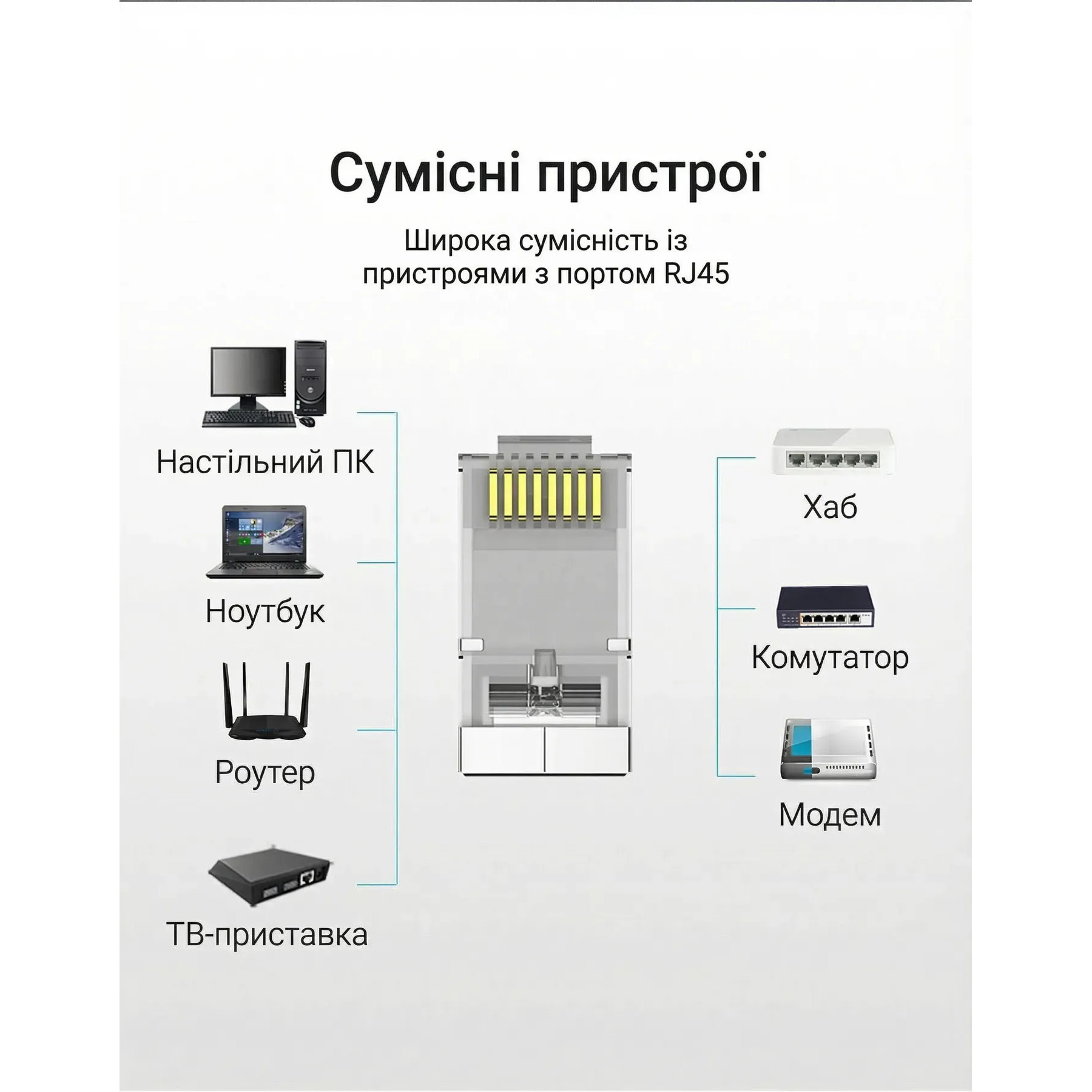 Конектор VENTION RJ-45 FTP Cat.6a 10шт/уп Silver (IDFR0-10)