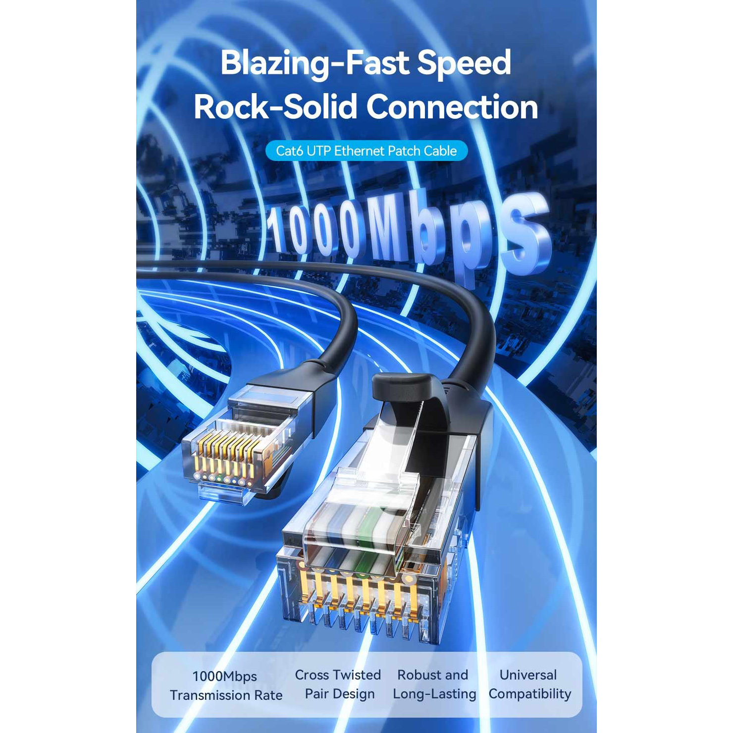 Патч-корд VENTION U/UTP Cat.6 CCA 0.5м Black (IBEBD)