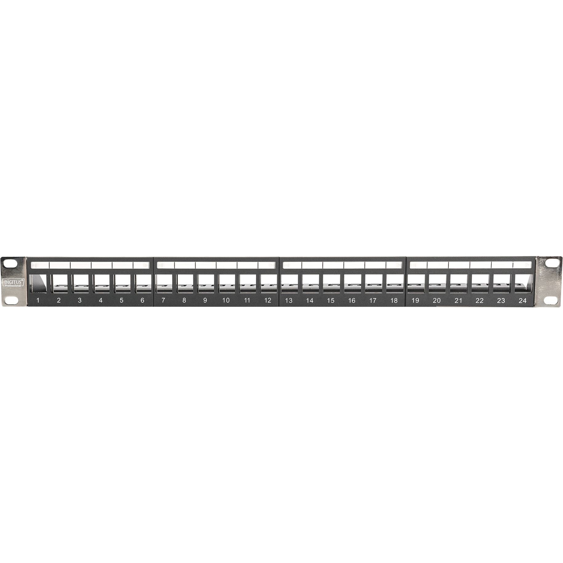 Патч-панель DIGITUS Modular Patch Panel for Keystone Jack 1U 19" 24-port FTP, STP Cat.6a в сборе (DN-91411-LF)