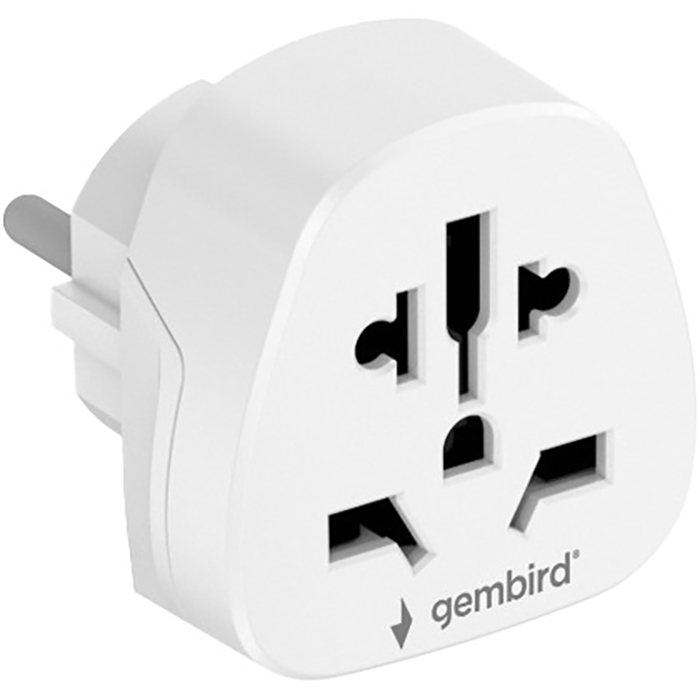 Універсальний дорожній перехідник GEMBIRD Travel Plug Adapter World to EU White (A-AC-EUMINTF)