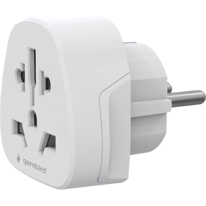 Універсальний дорожній перехідник GEMBIRD Travel Plug Adapter World to EU White (A-AC-EUMINTF)