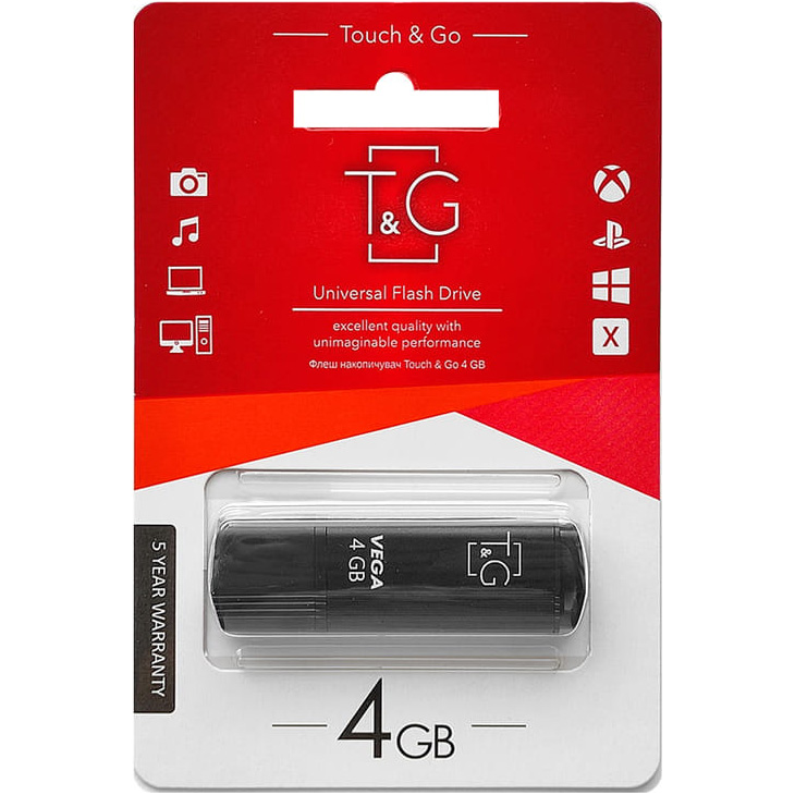 Флешка 4GB T&G 121 Vega Series USB 2.0 Black (TG121-4GBBK)