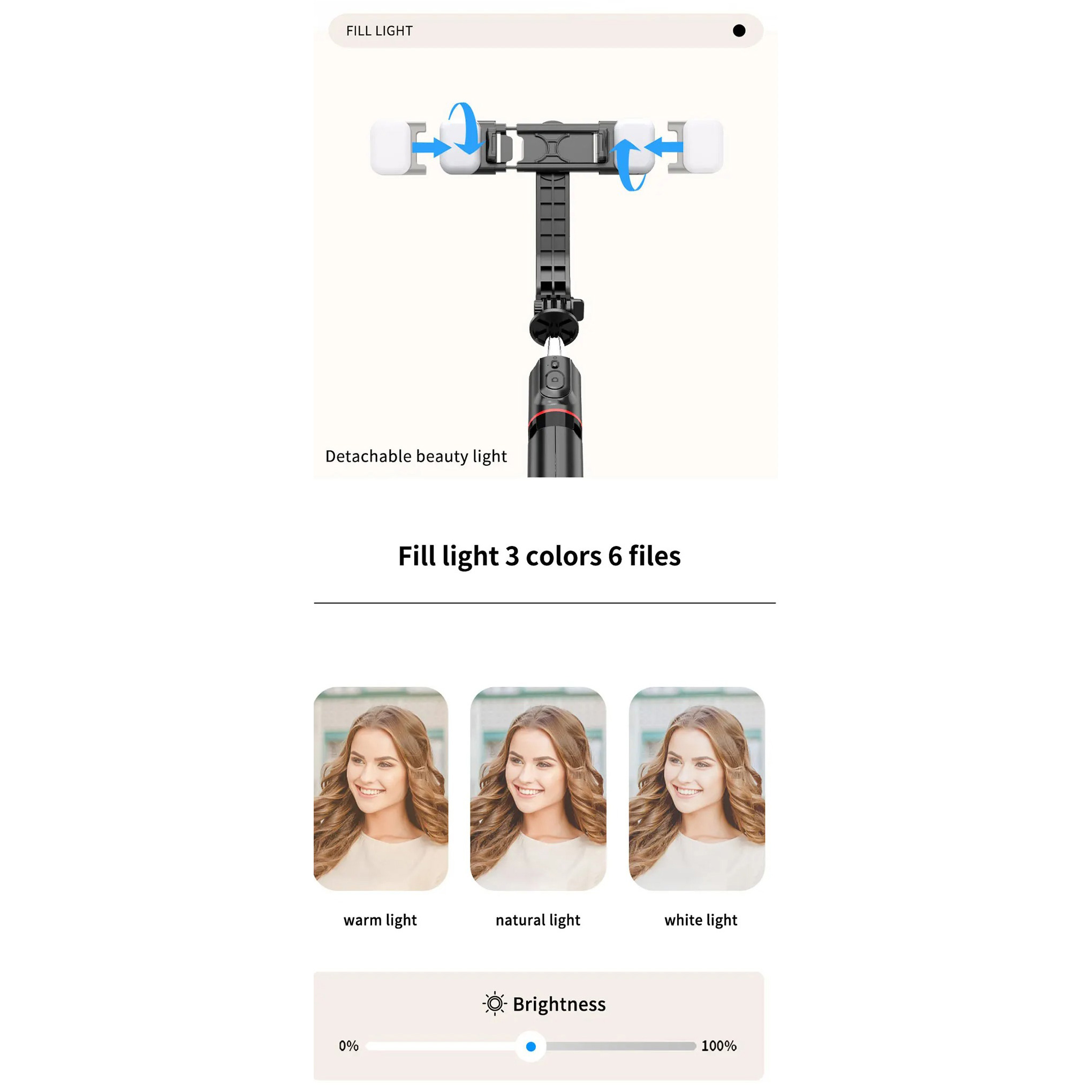 Штатив PULUZ L13d Detachable Fill Light TriPod Selfie Stick Phone Holder (EDA0032622)