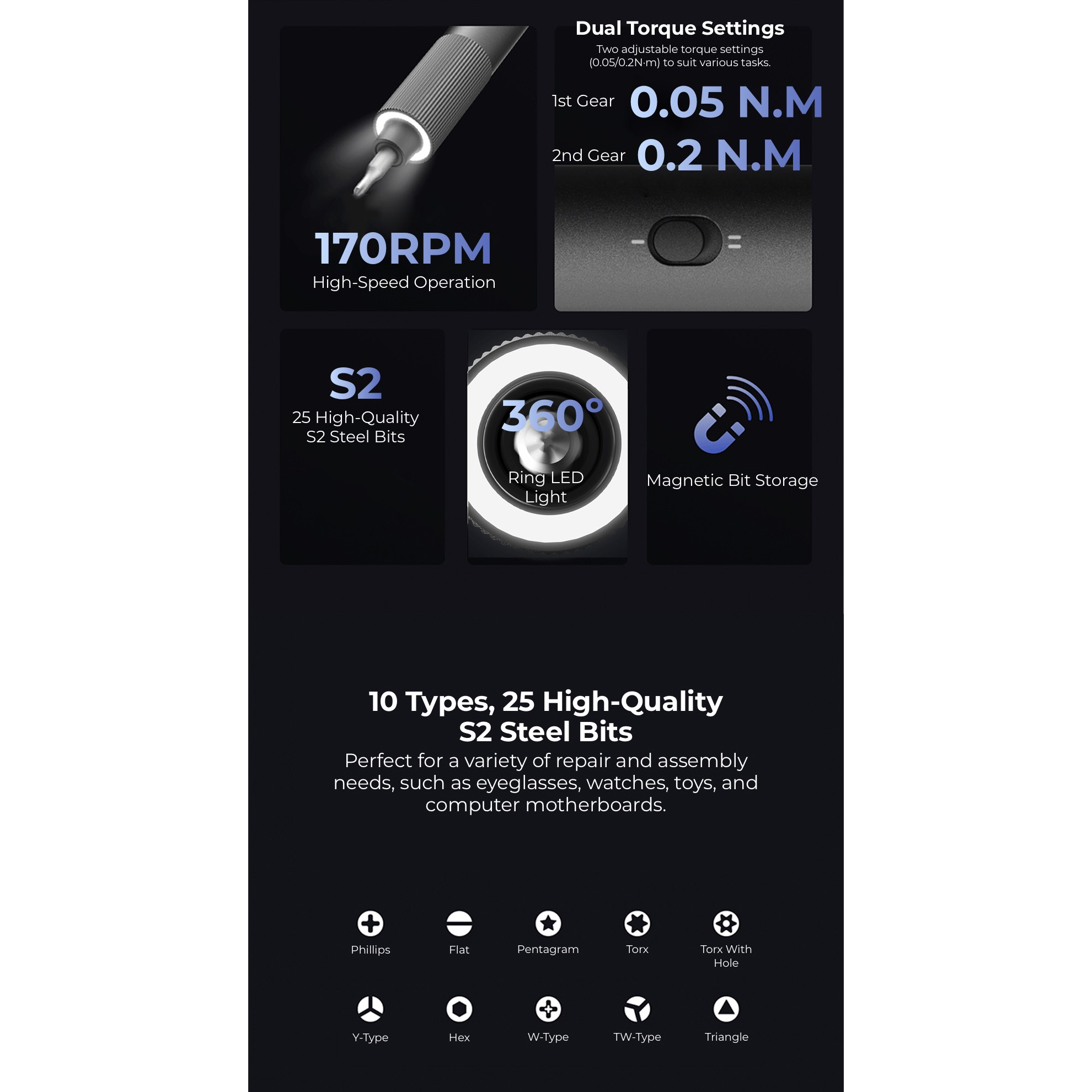 Електровикрутка HOTO Electric Precision Screwdriver ADV (QWLSA001)