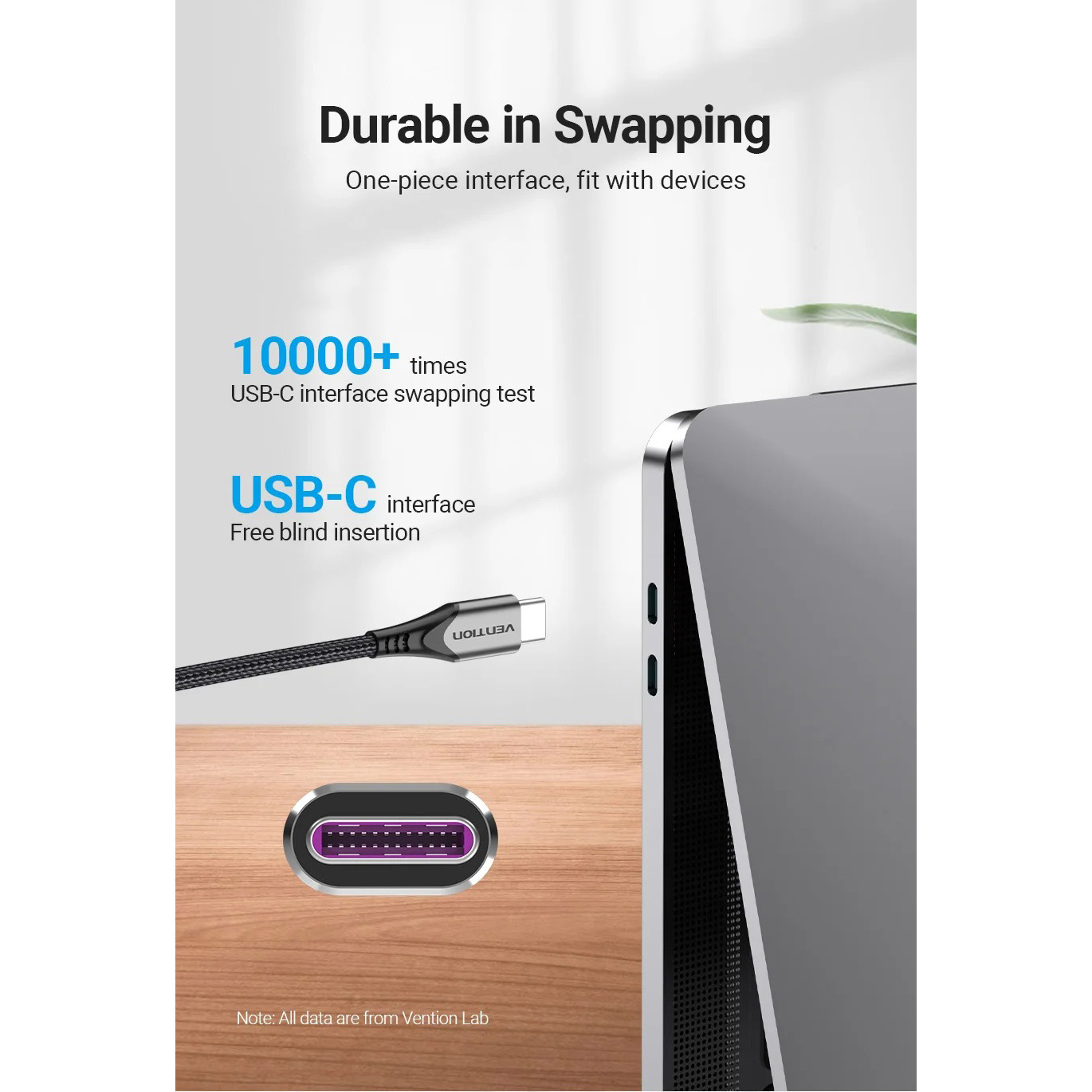Кабель VENTION Type-C to Type-C PD 100W 5A 1м Gray (TAEHF)
