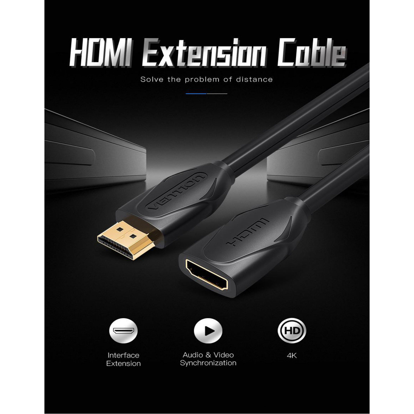 Кабель-удлинитель VENTION HDMI 1м Black (VAA-B06-B100)