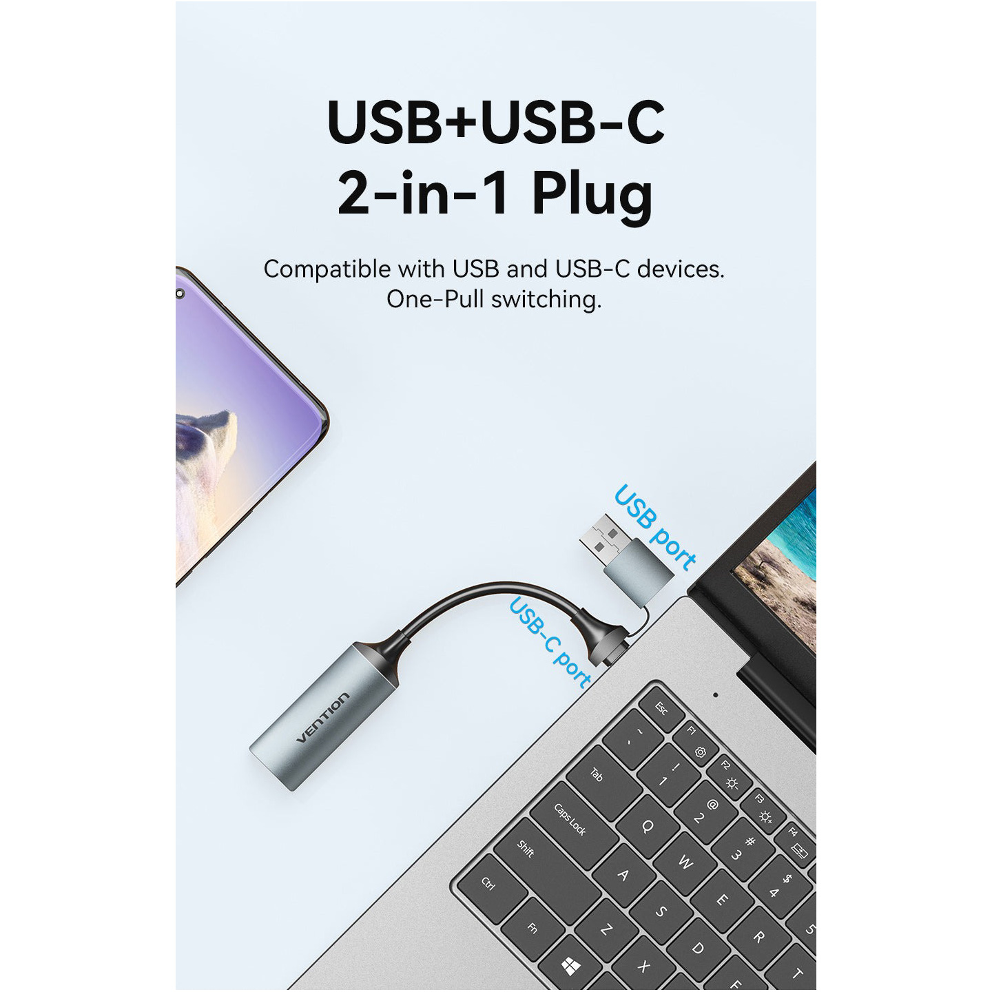 Пристрій відеозахоплення VENTION HDMI to USB-C/USB-A Capture Card