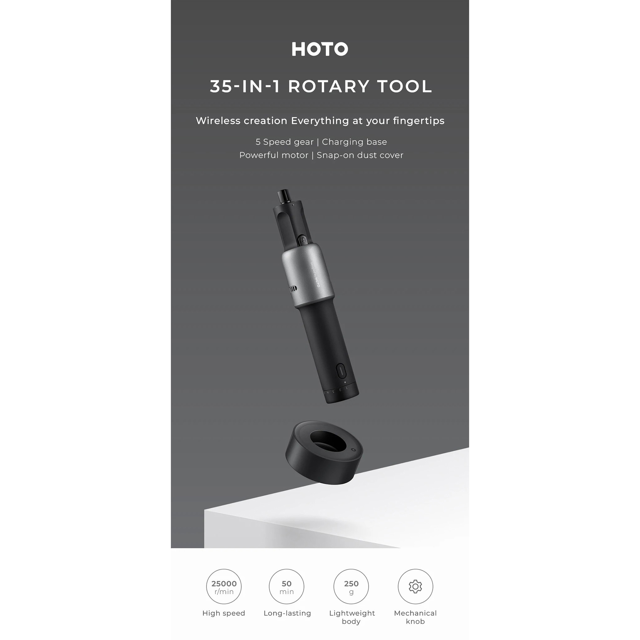 Багатофункціональний інструмент (гравер) HOTO 35-In-1 Rotary Tool Kit QWLDM001